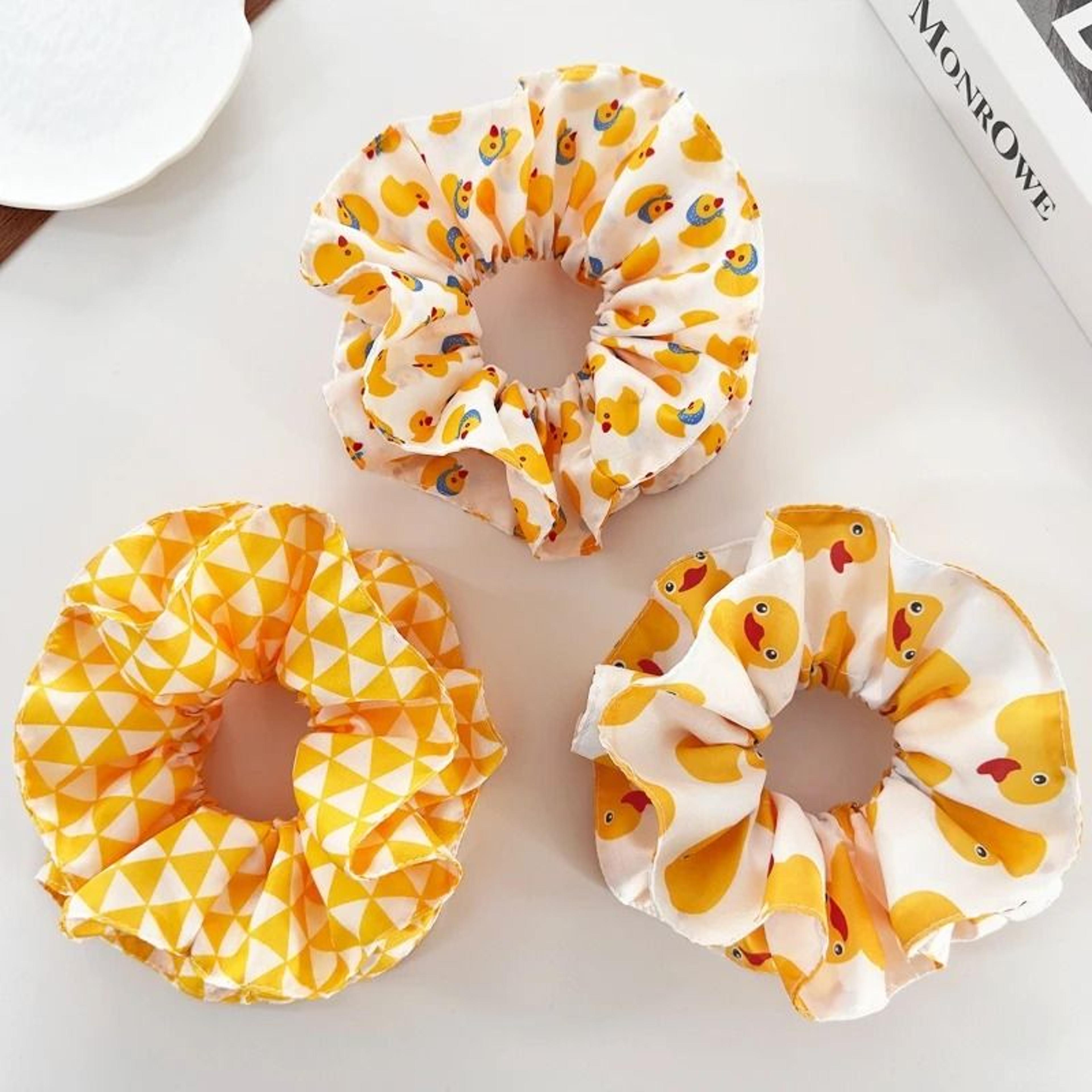3pcs fun cartoon duck pattern scrunchie set