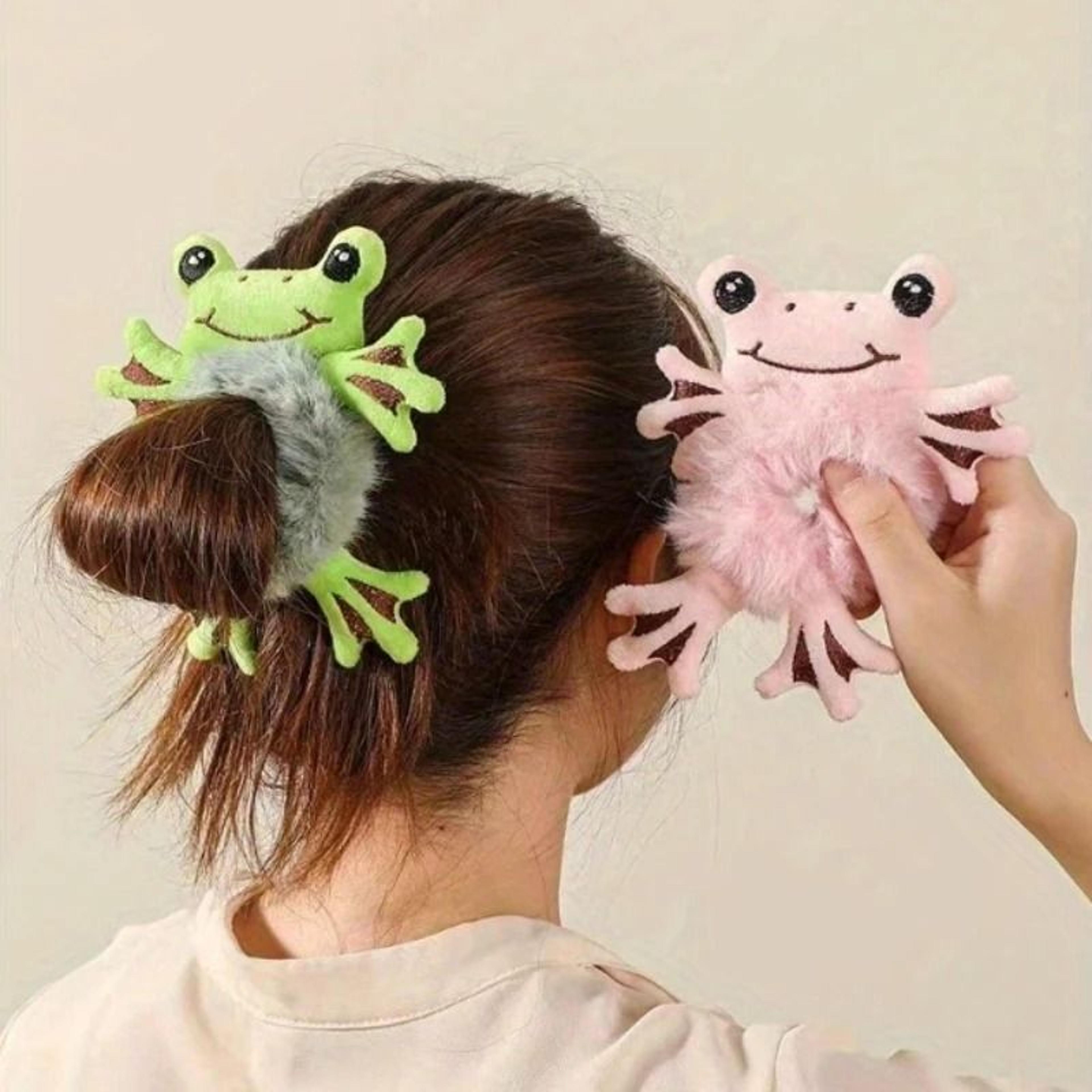funny frog plush elastic hair scrunchie