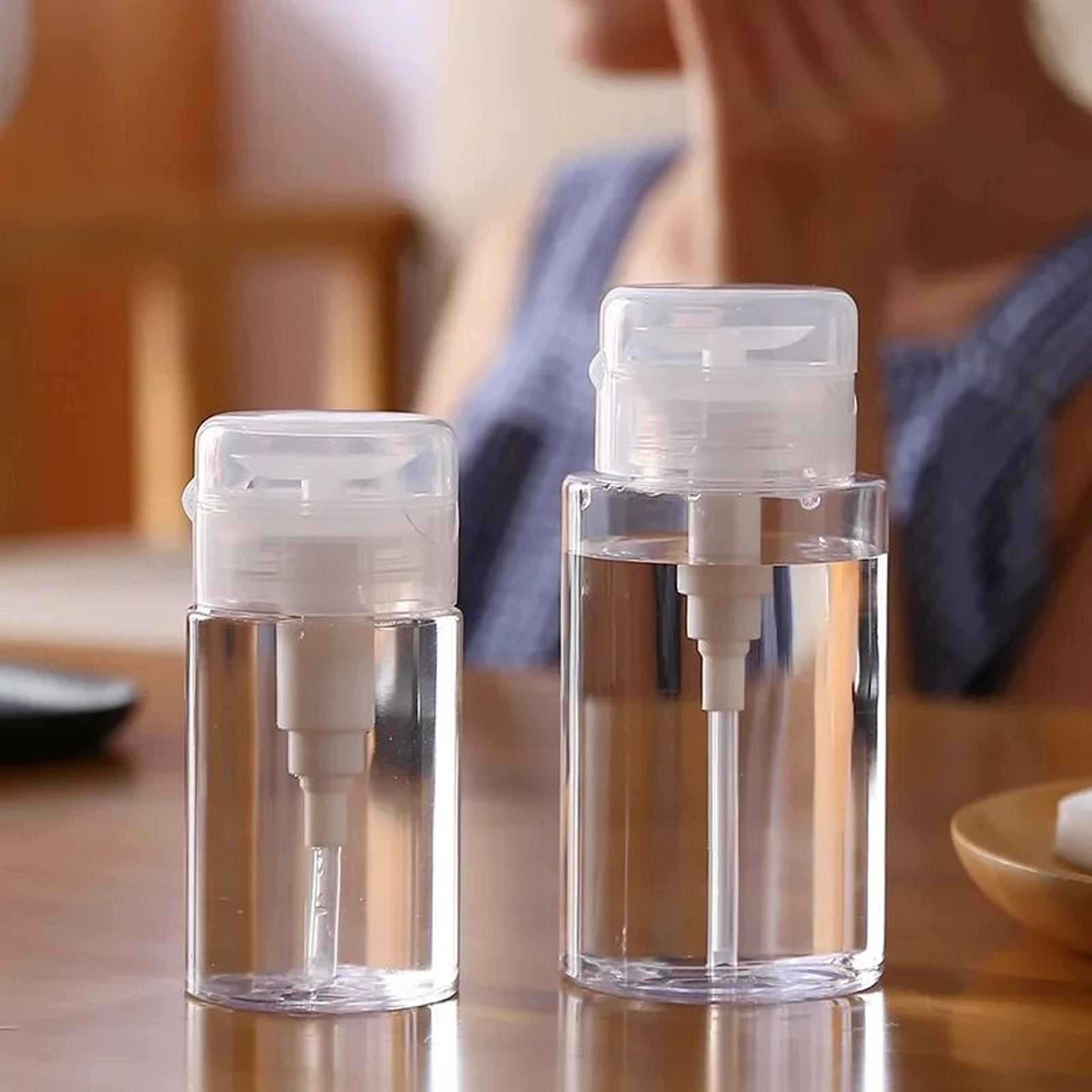 refillable press pump dispenser bottle set