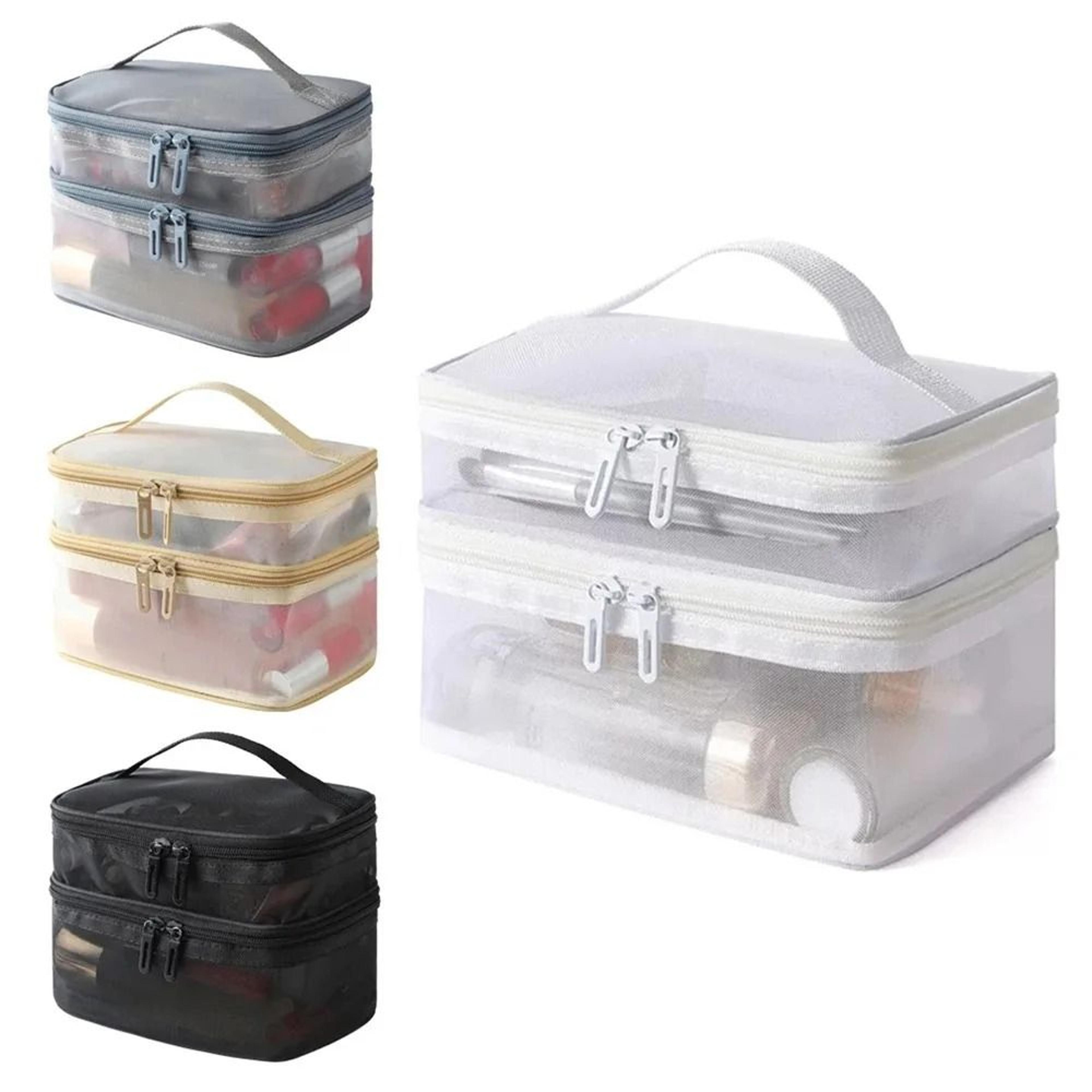 nylon double layer mesh cosmetic bag