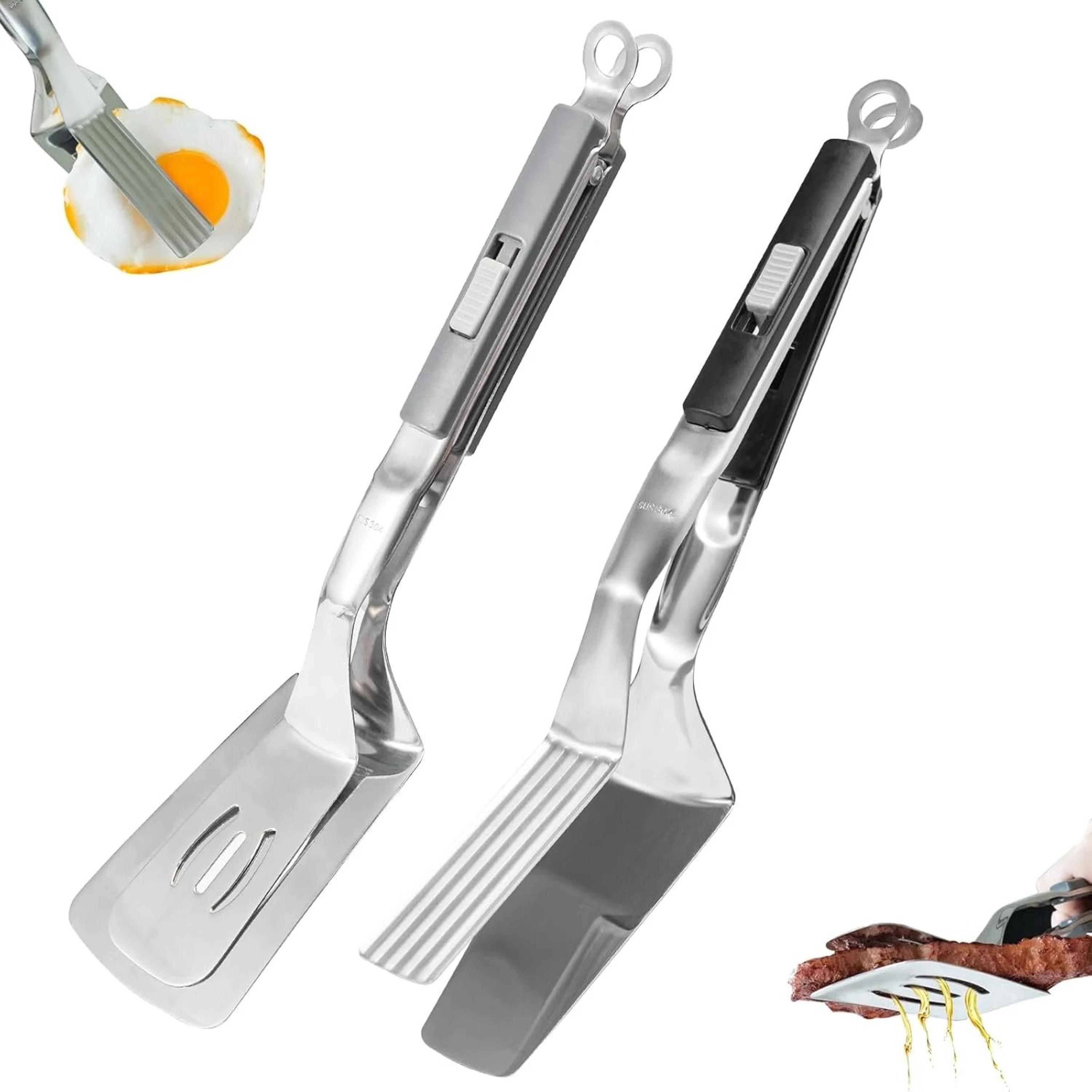 stainless steel multi-functional spatula tongs