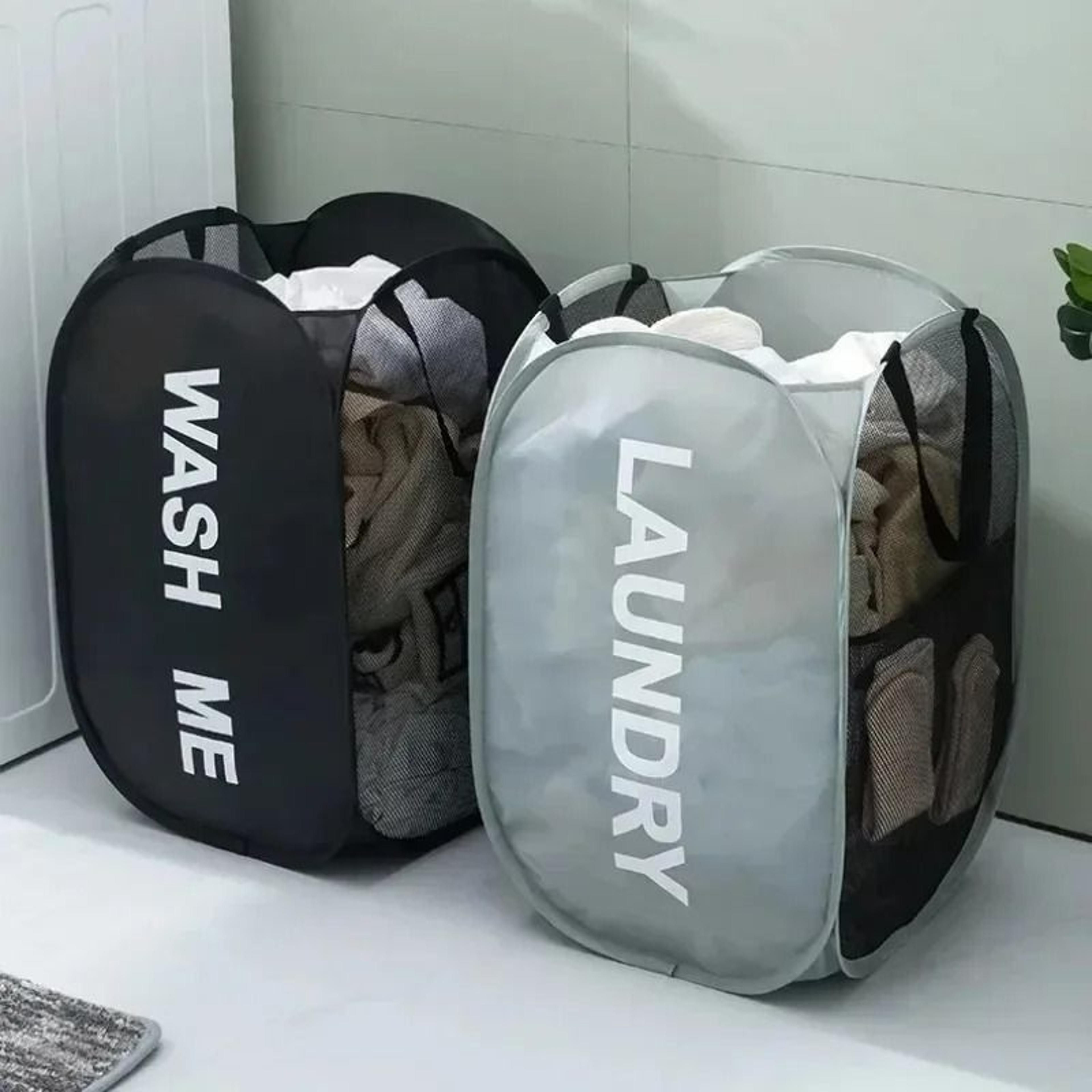durable folding mesh laundry basket and toy storage organizer