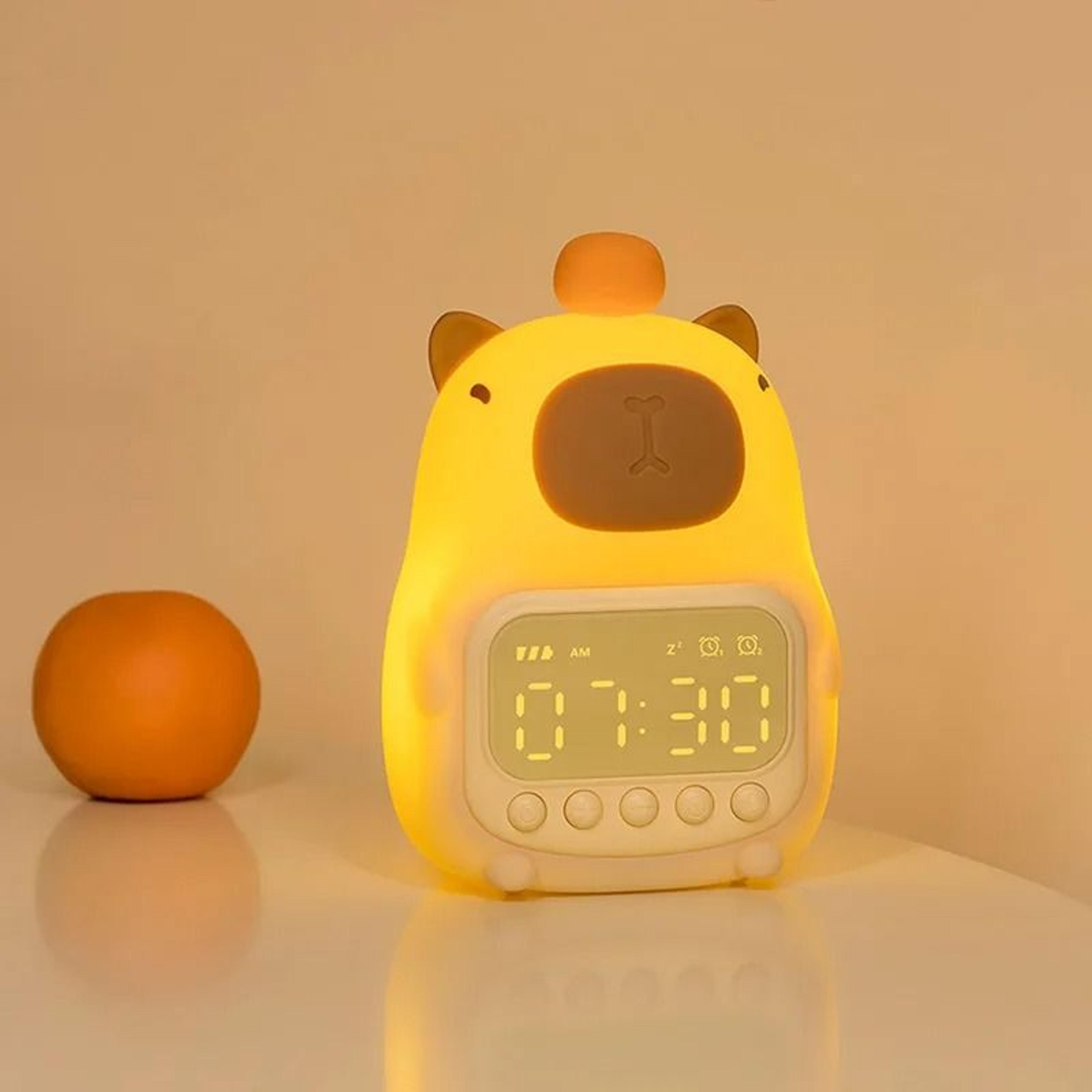 cute capybara rechargeable kids alarm clock & night light