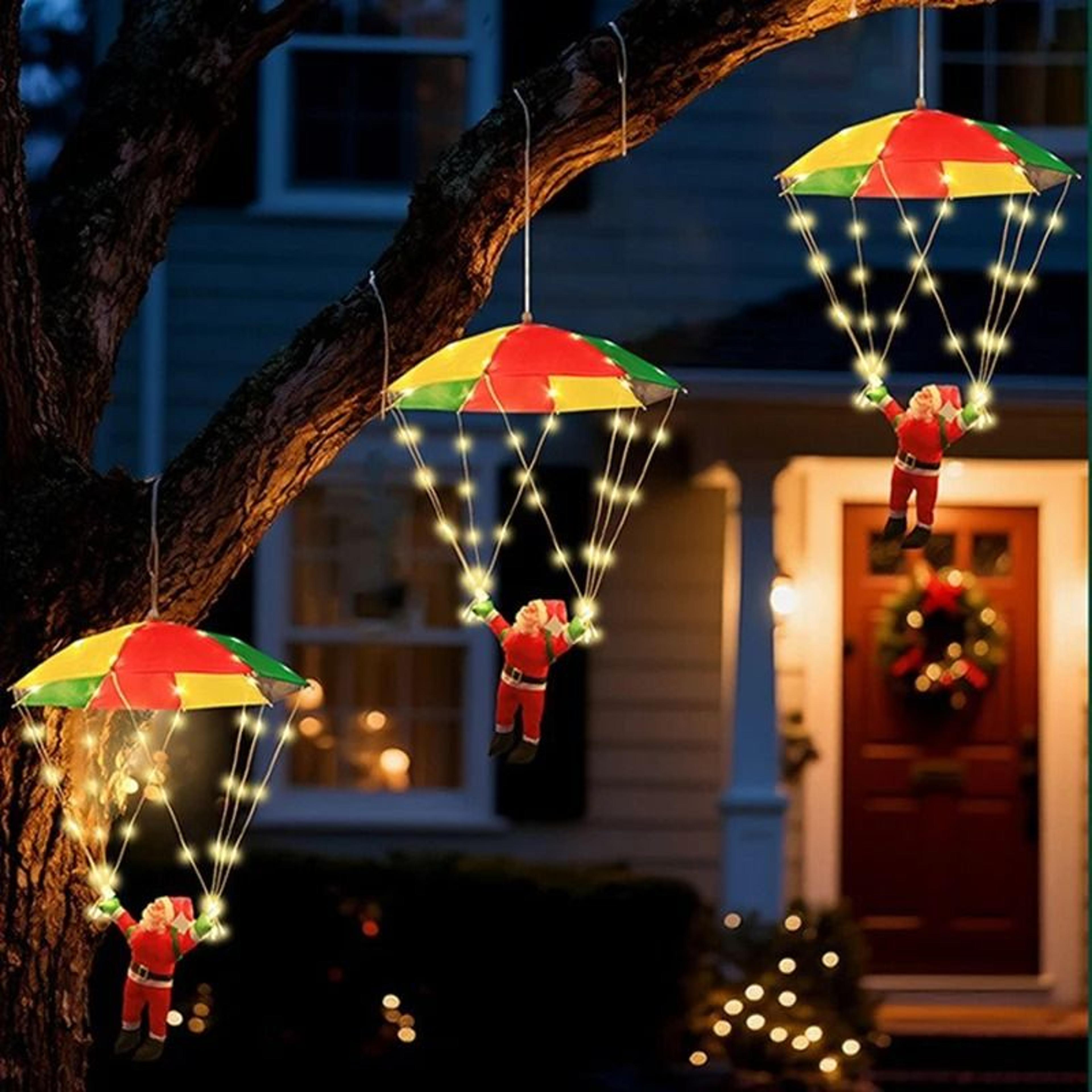 parachute santa claus hanging led decoration