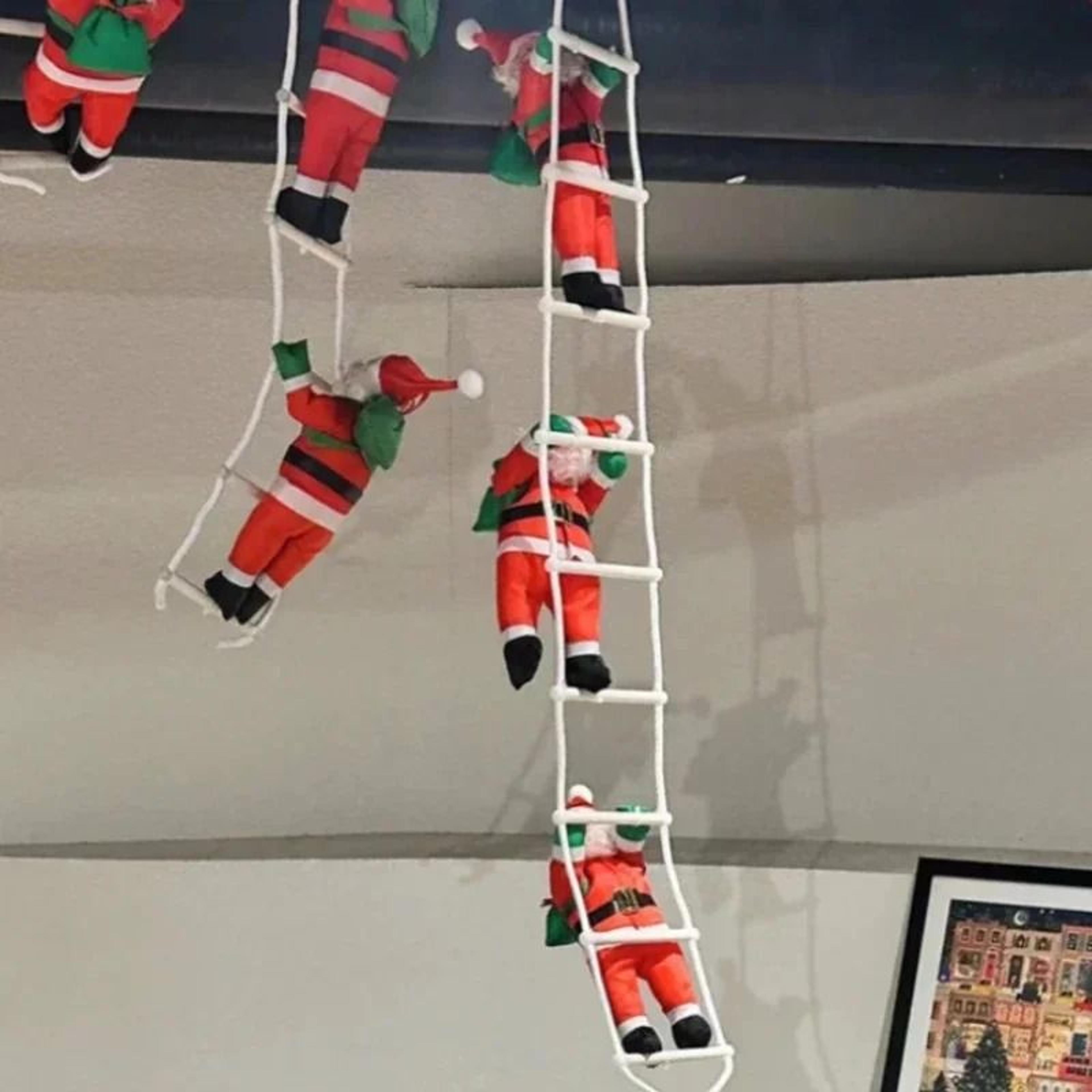 santa climbing rope ladder decoration