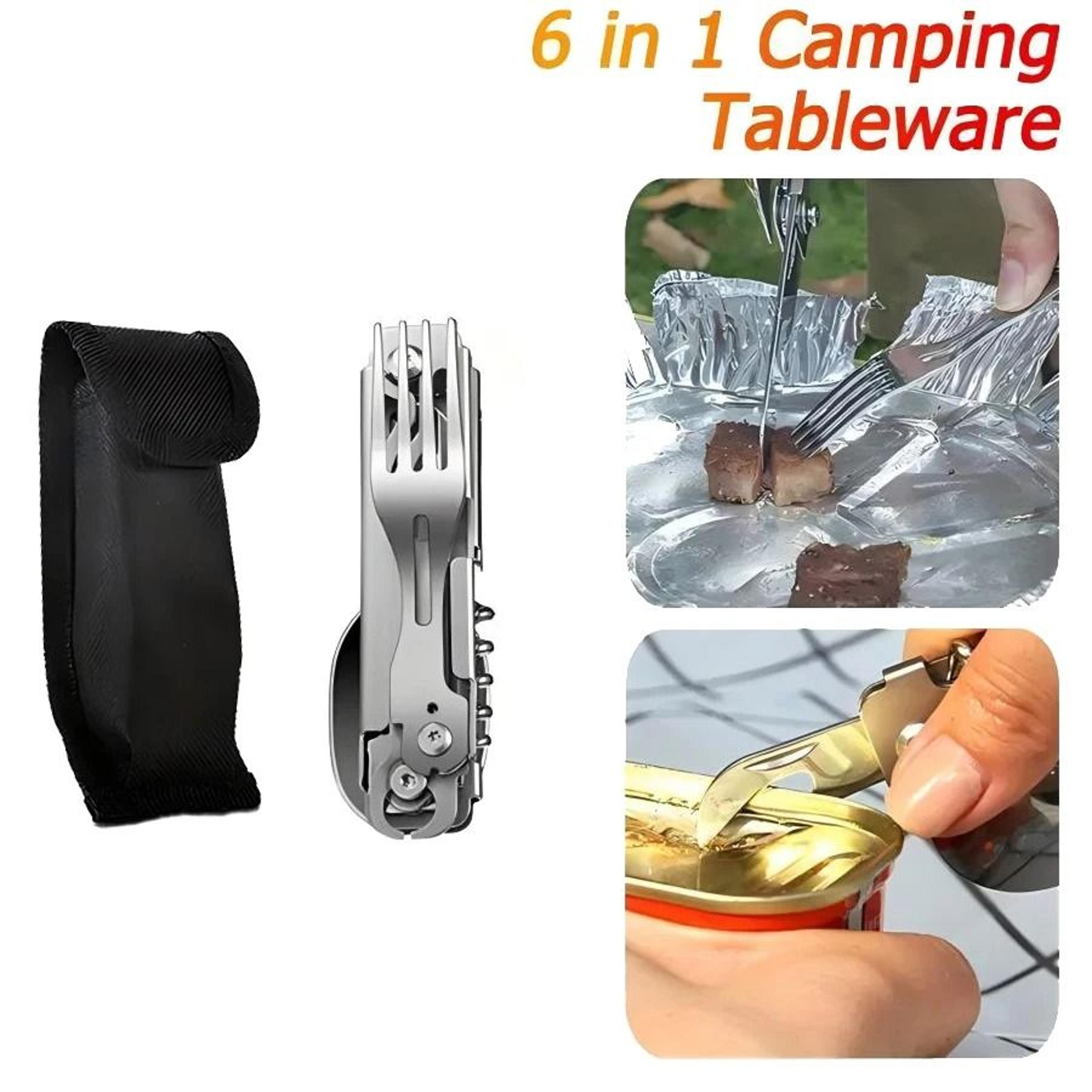 6-in-1 multifunctional tactical camping cutlery set