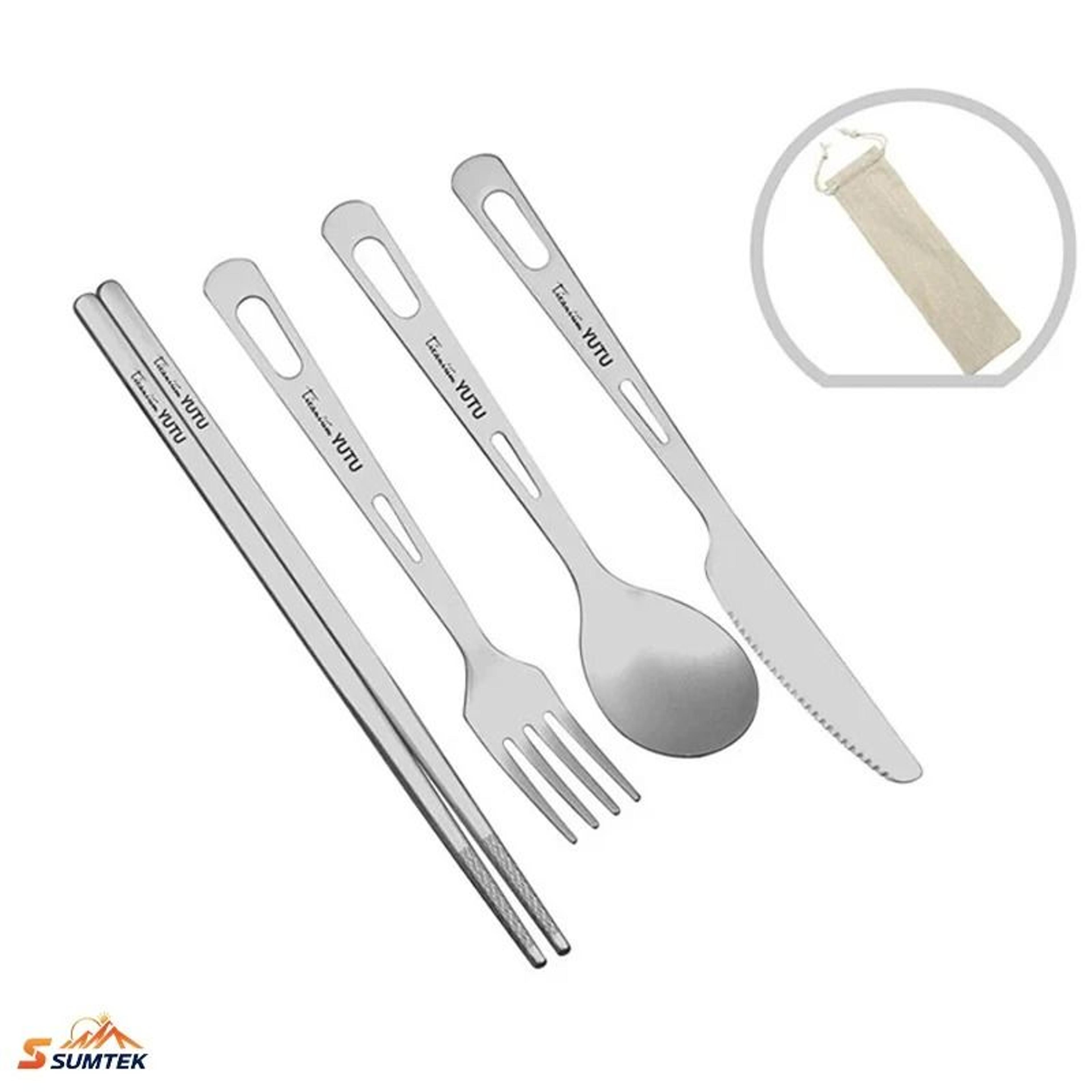 industrial-standard pure titanium camping utensil set