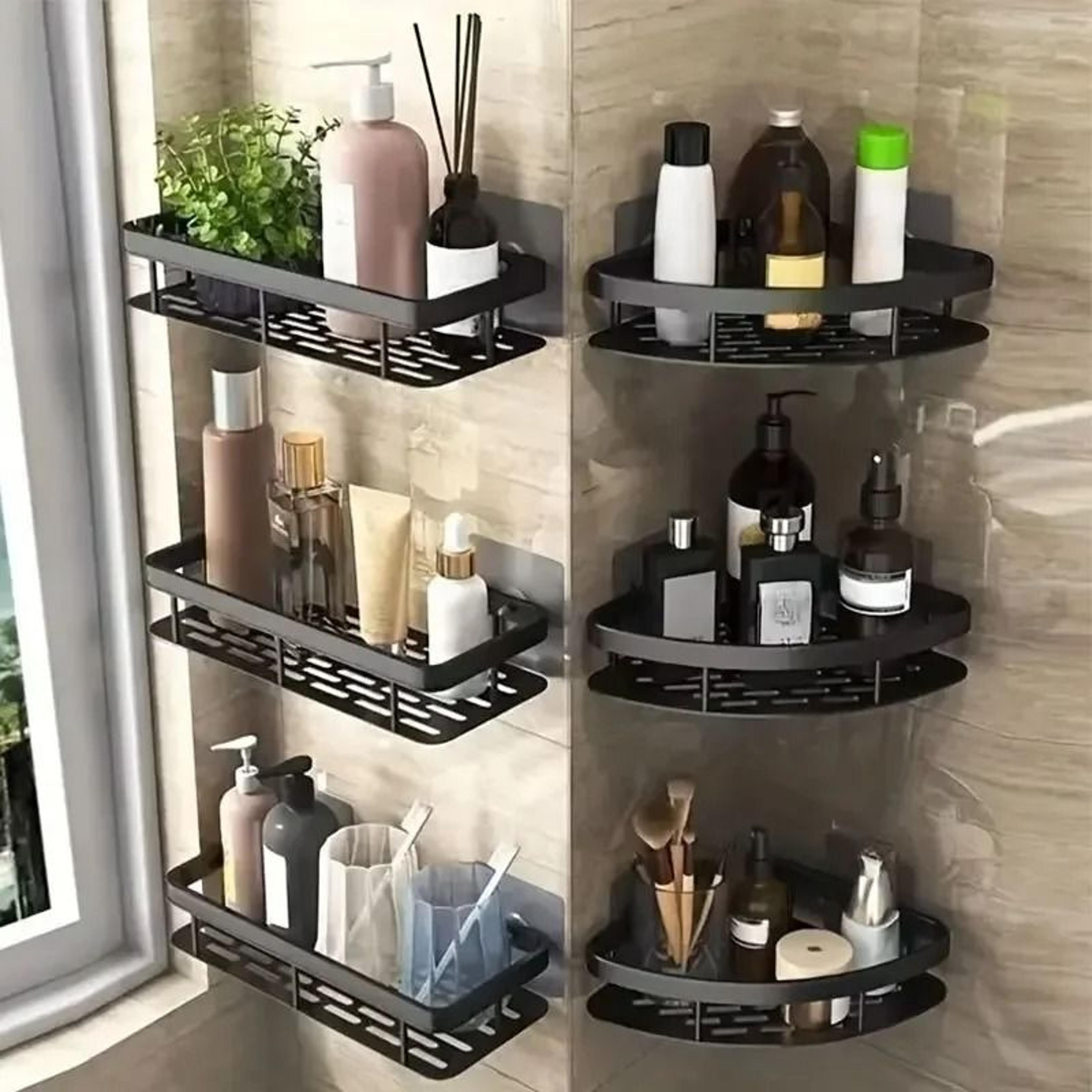 no-drill wall mount bathroom storage rack