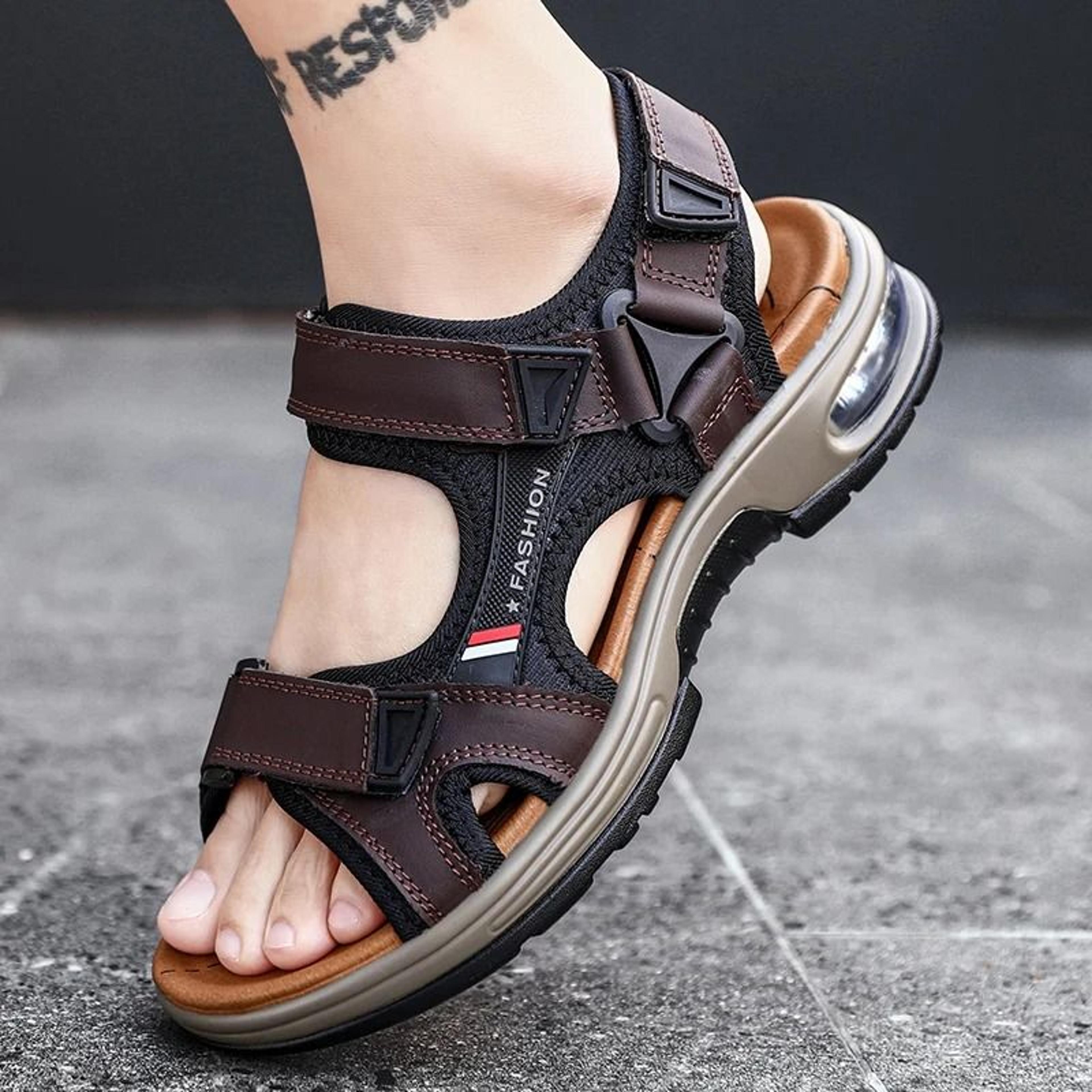 fashion men's genuine leather roman sandals