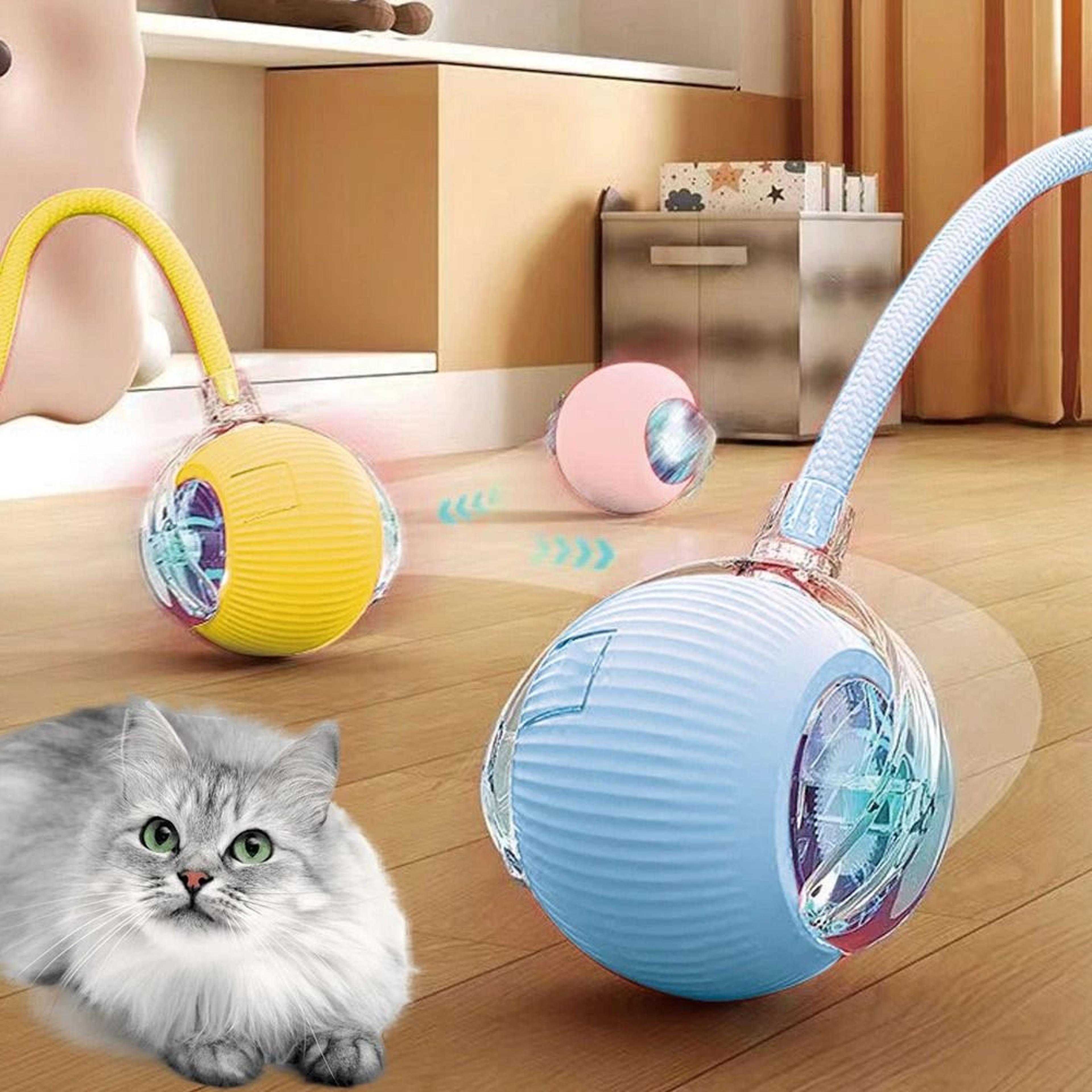 smart interactive rolling pet ball with tail