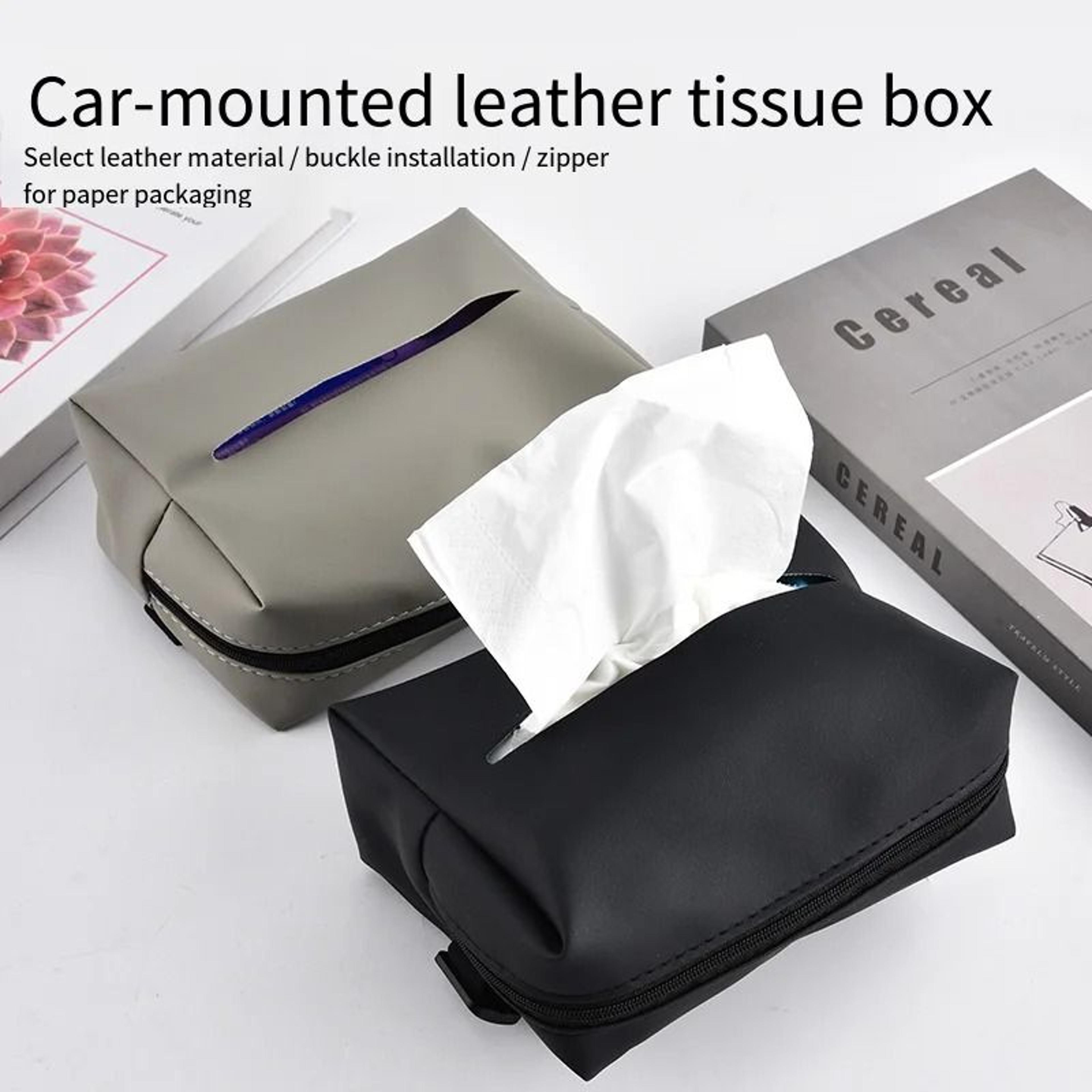 minimalist leather car armrest tissue box
