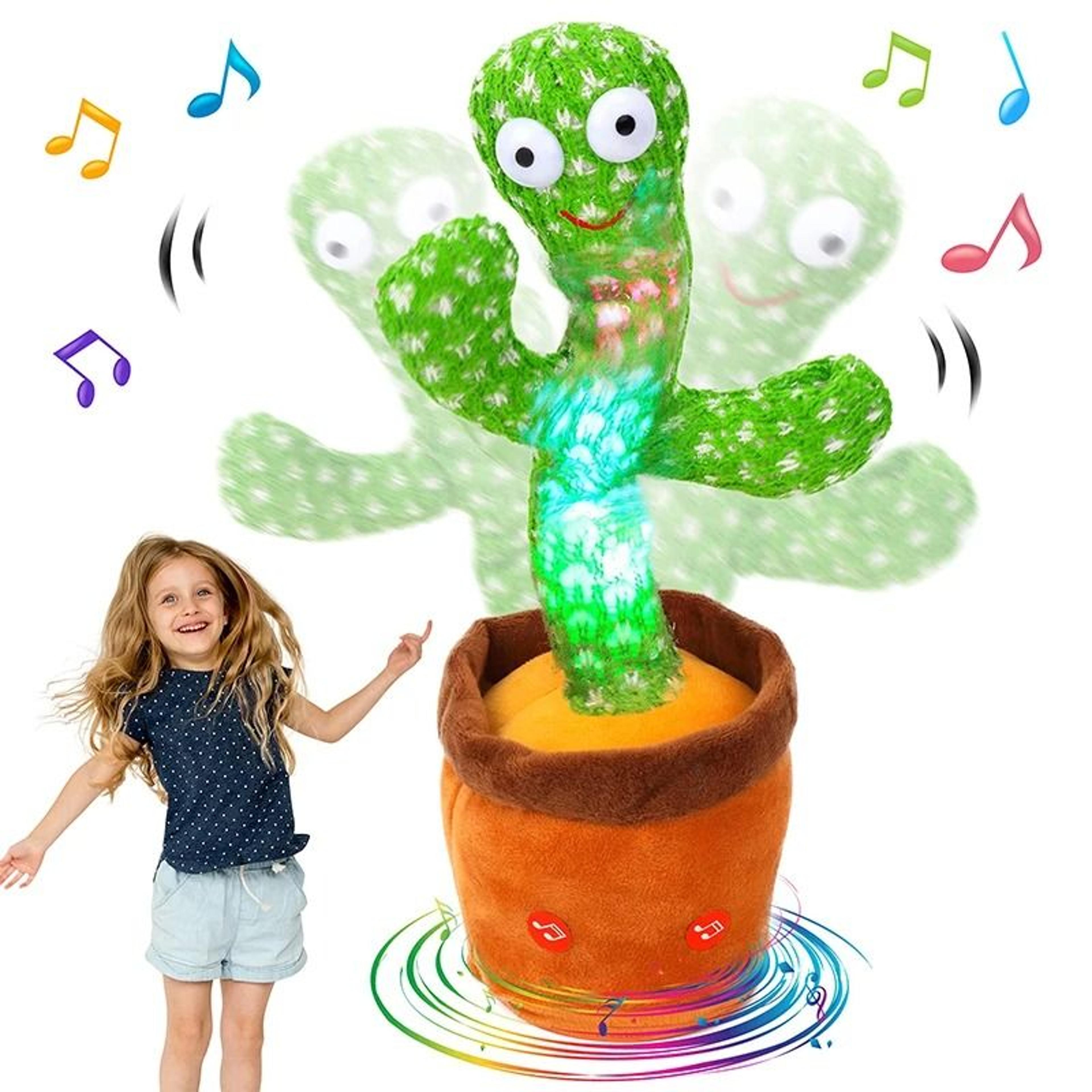 dancing cactus talking speaker toy with voice repeat and led