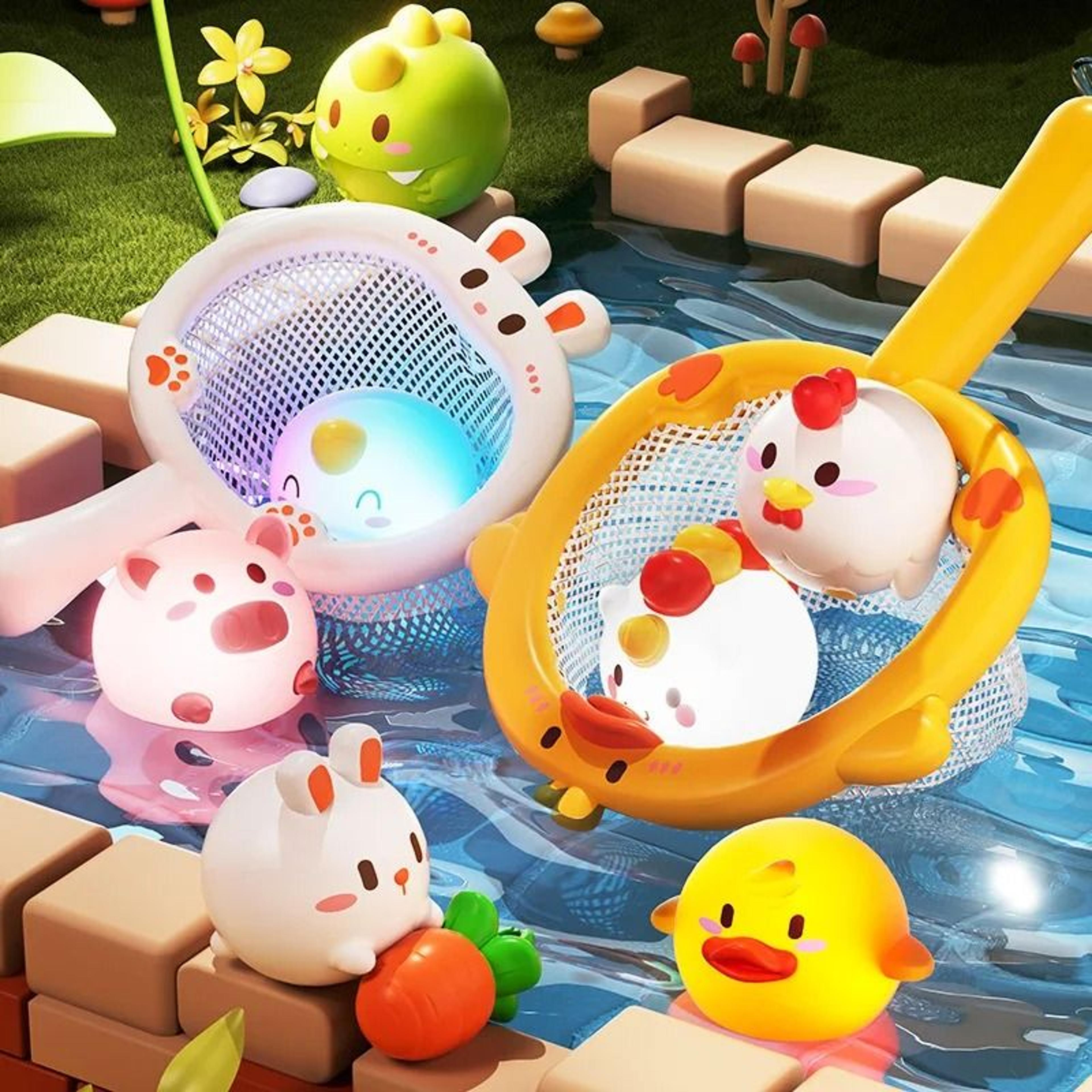 luminous led animal bath toy with water induction