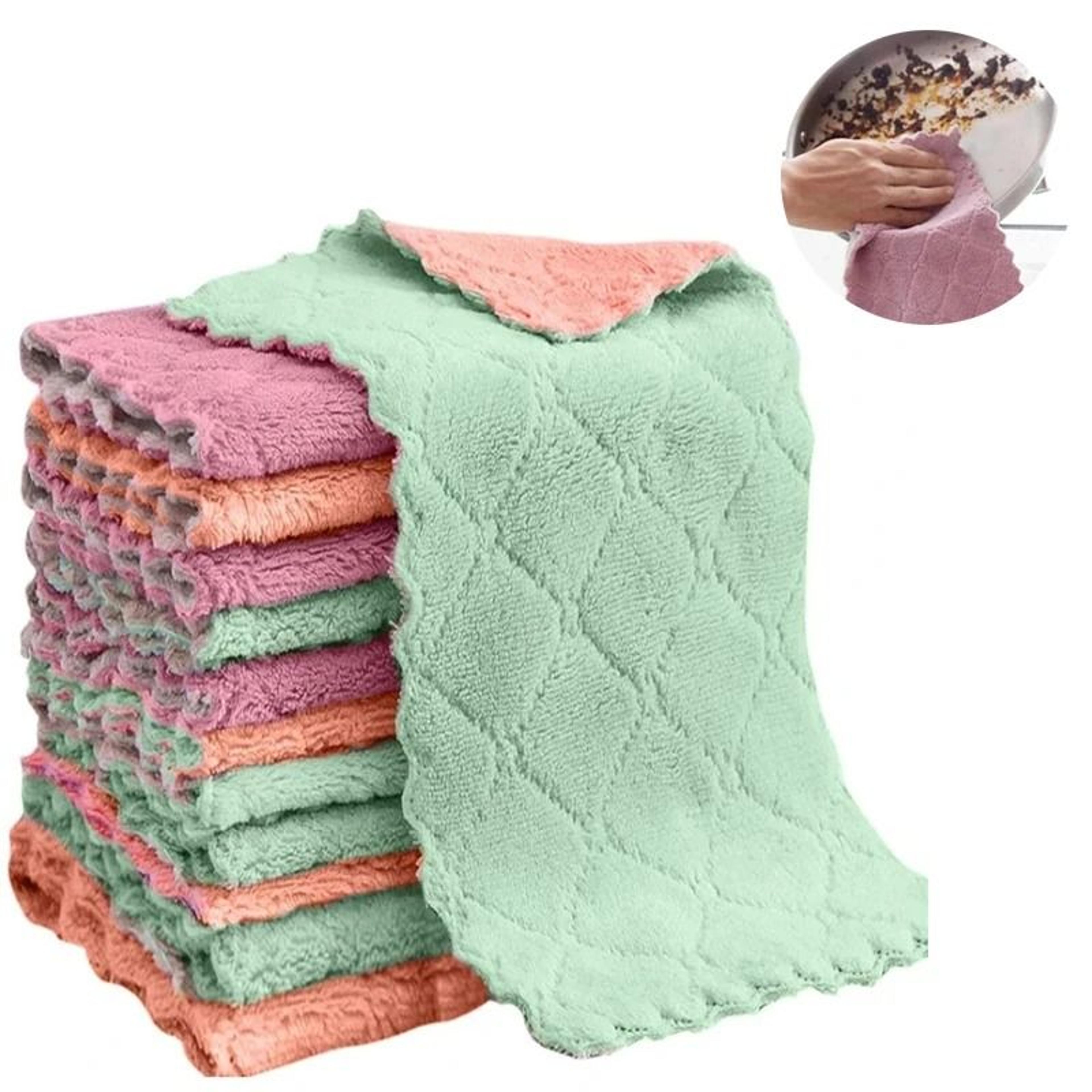 10-piece high-absorbency fiber dishwashing cloth set