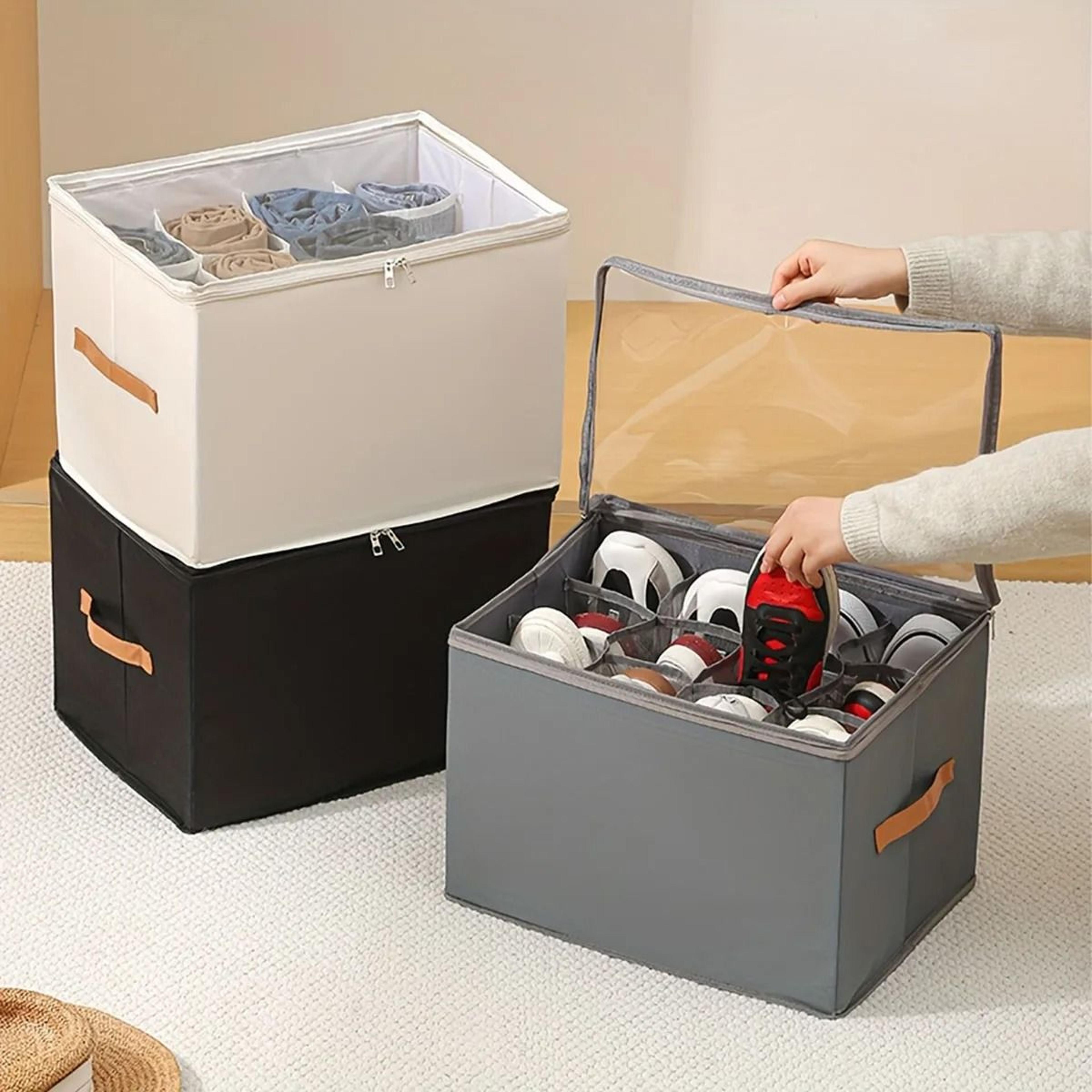 household multi-functional fabric shoe and clothing storage bin