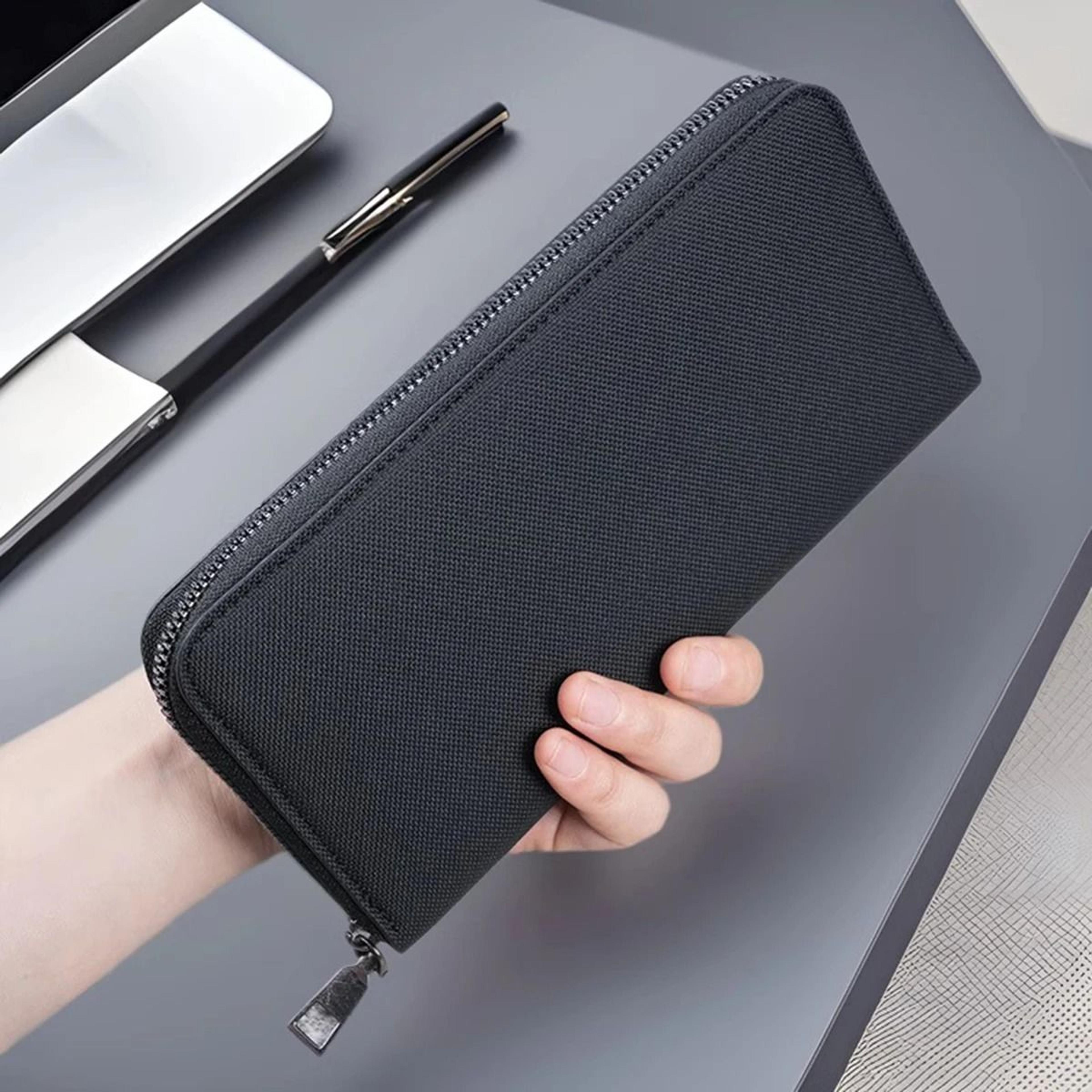 mens long large-capacity canvas business wallet