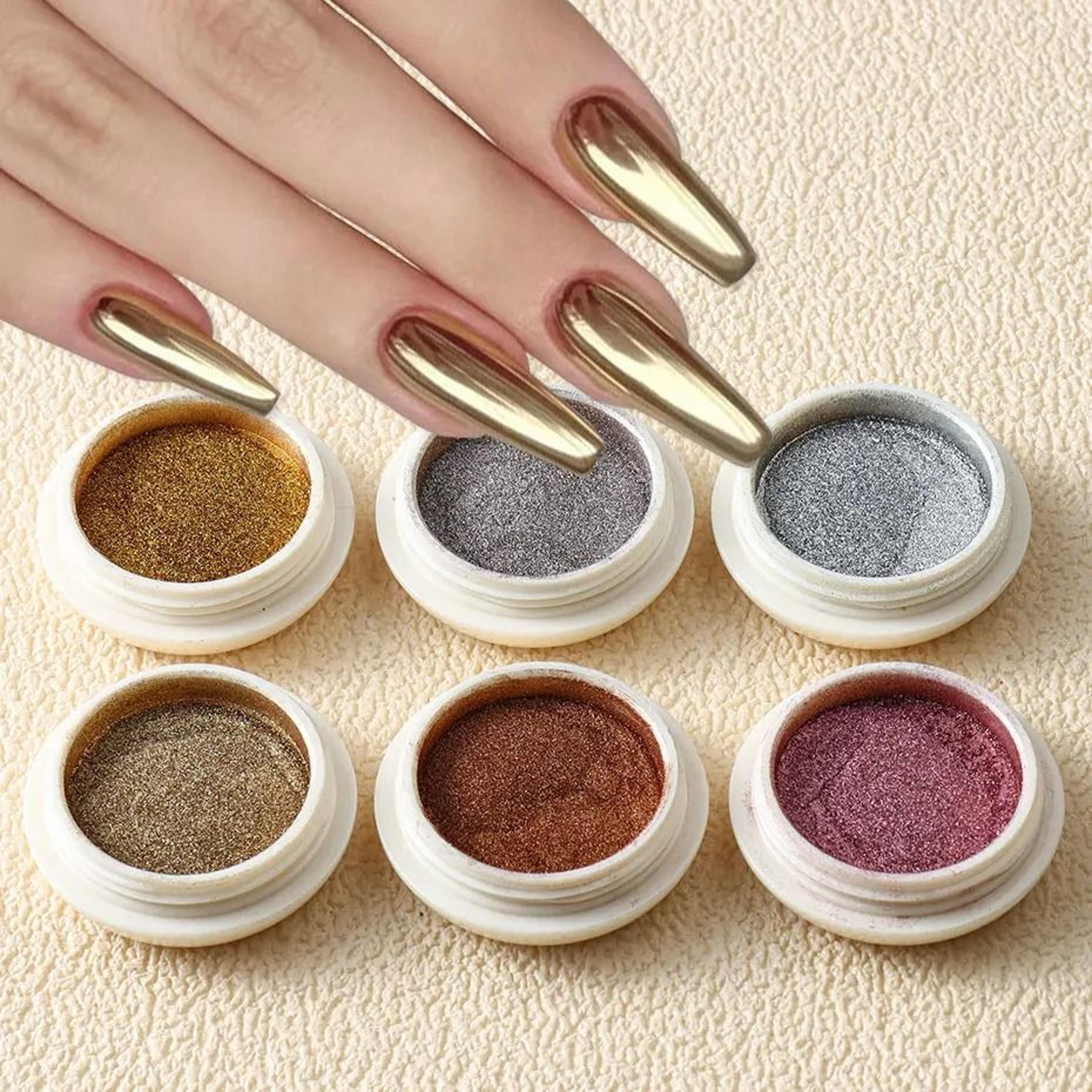 6-piece magic mirror metallic nail art powder set