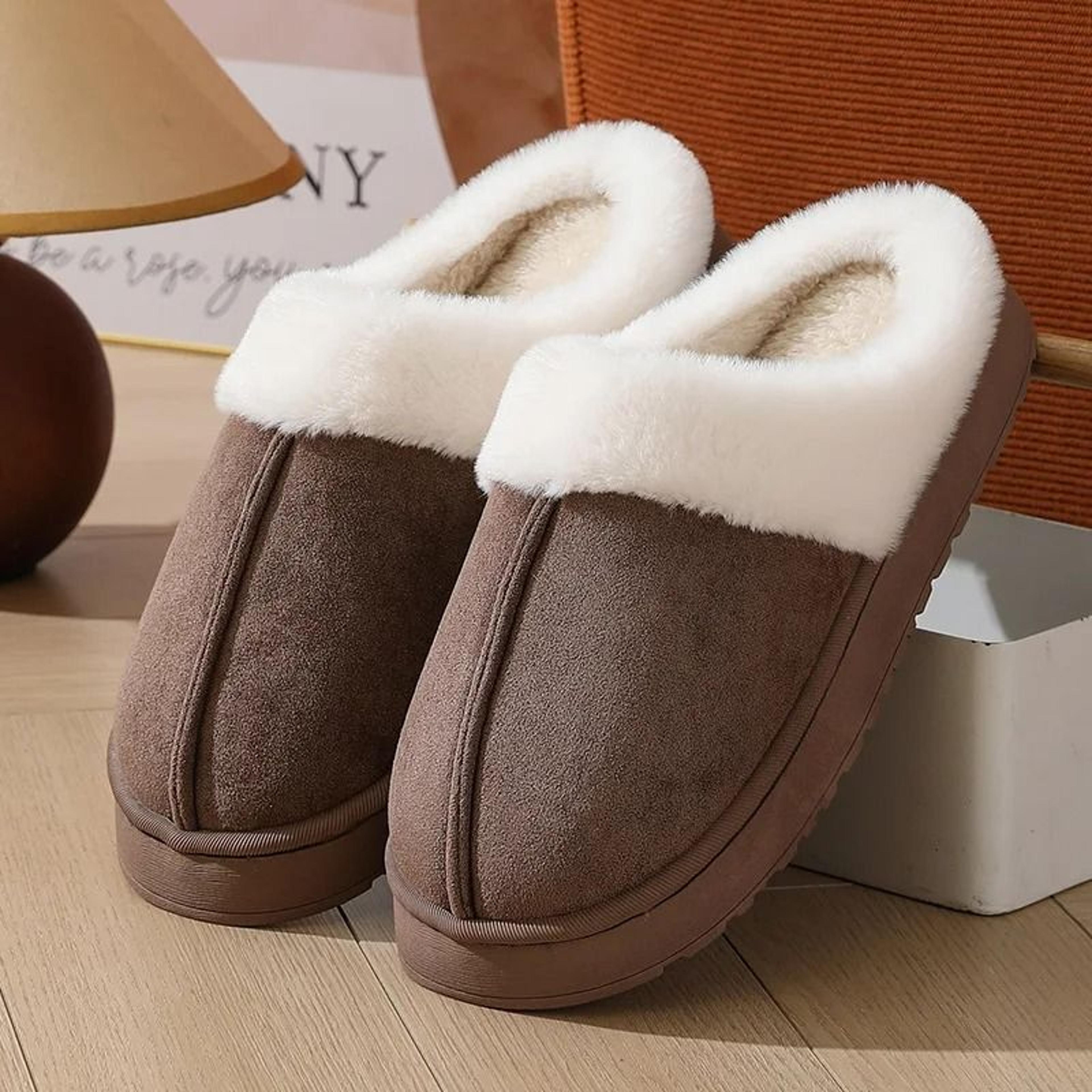 thick sole outdoor plush slippers