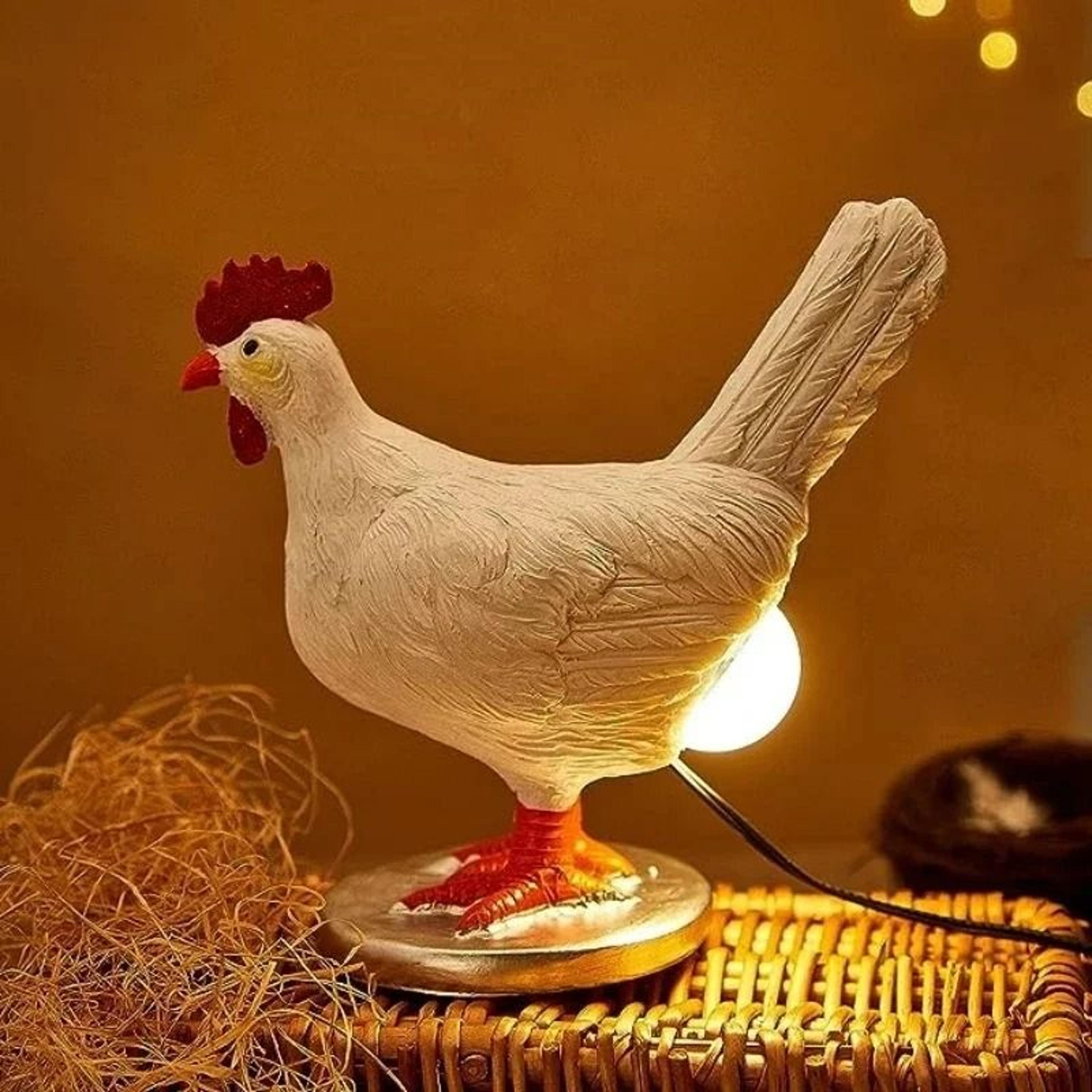 simulated chicken night light ornament with funny egg-laying illumination