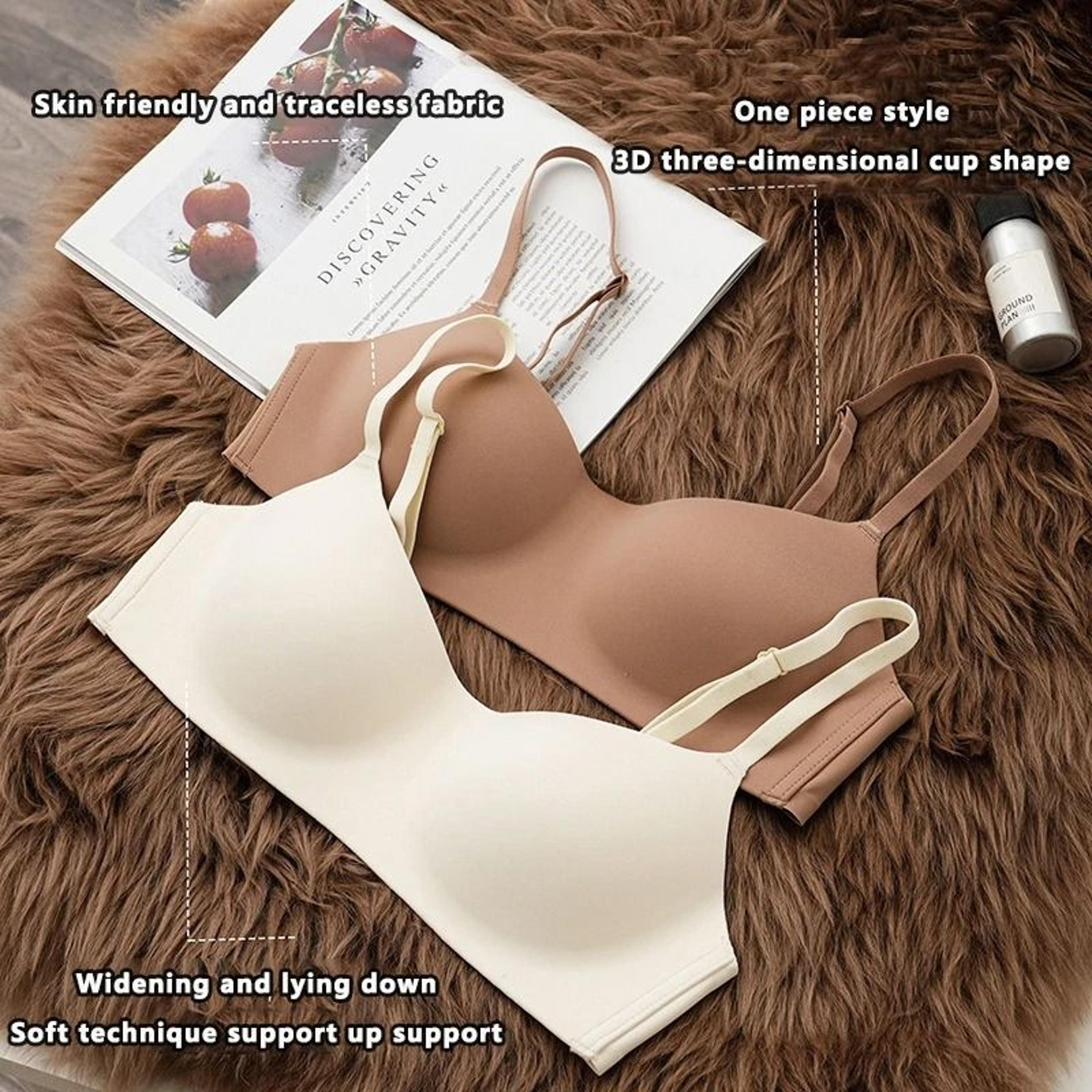 one piece seamless thin gather wireless soft comfortable breathable bra