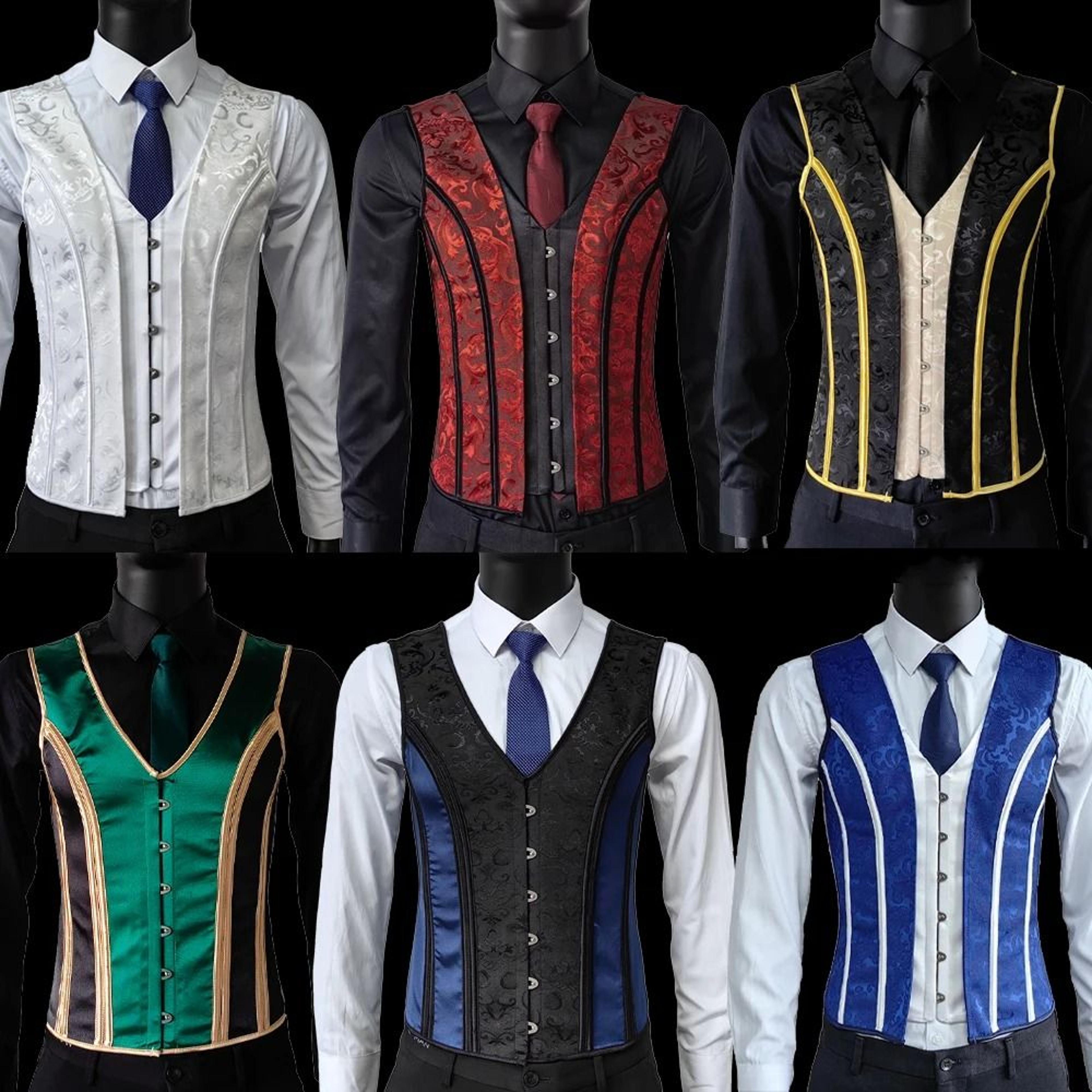 mens vintage medieval corset slimming waistcoat and tummy control shaping vest