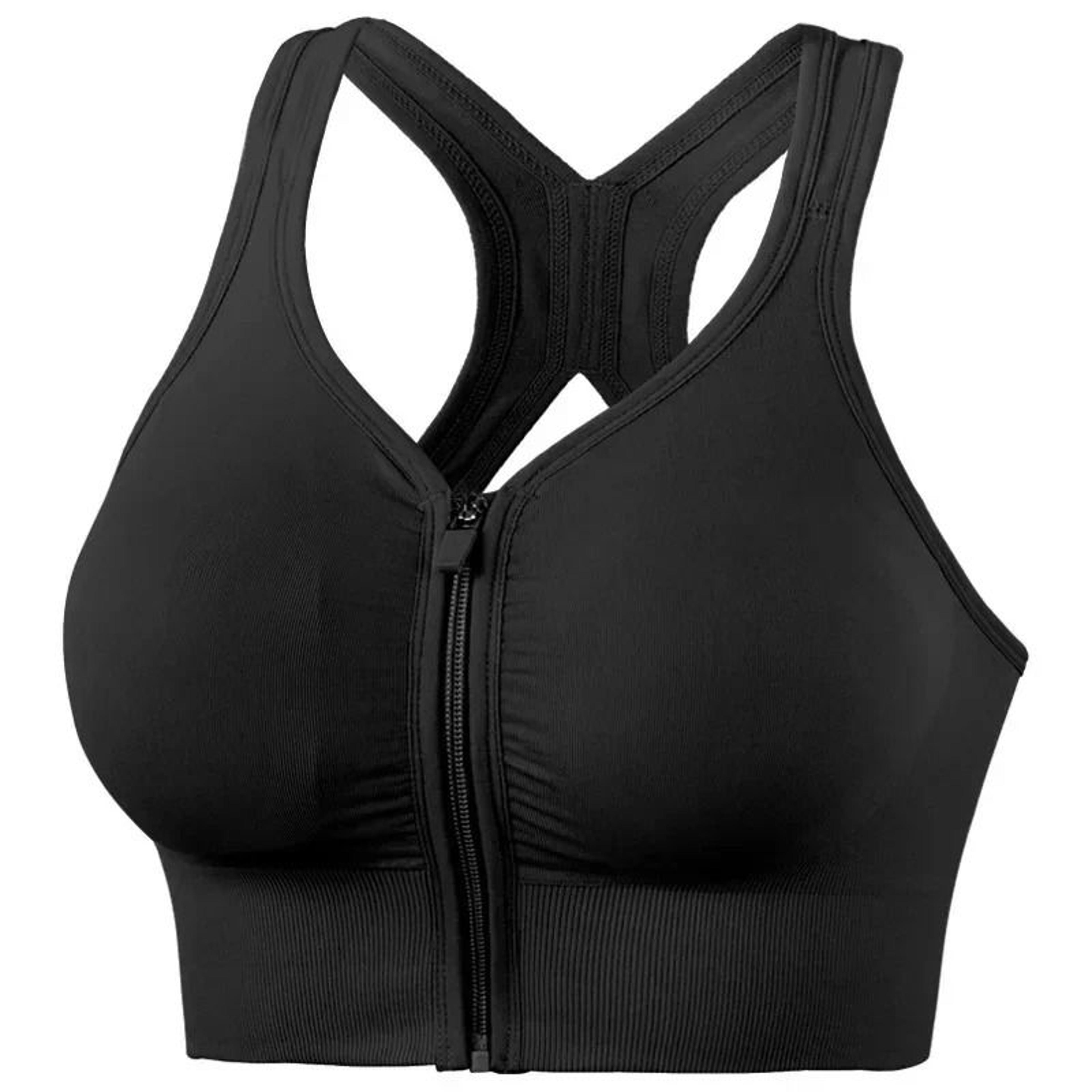 czguke running fitness front zipper shockproof sports bra