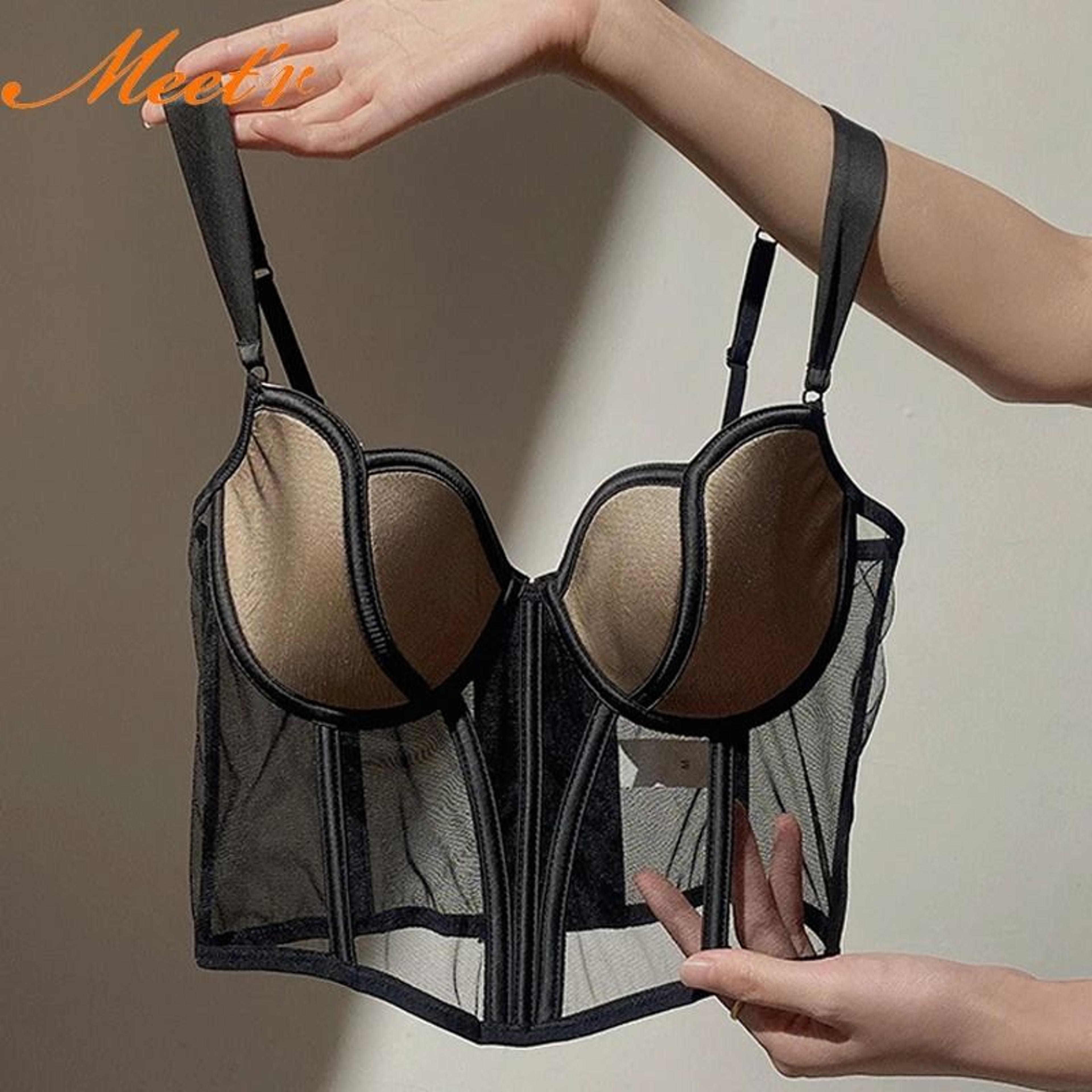 meet'r women sexy push up lace shaper bra | french beauty back fishbone corset