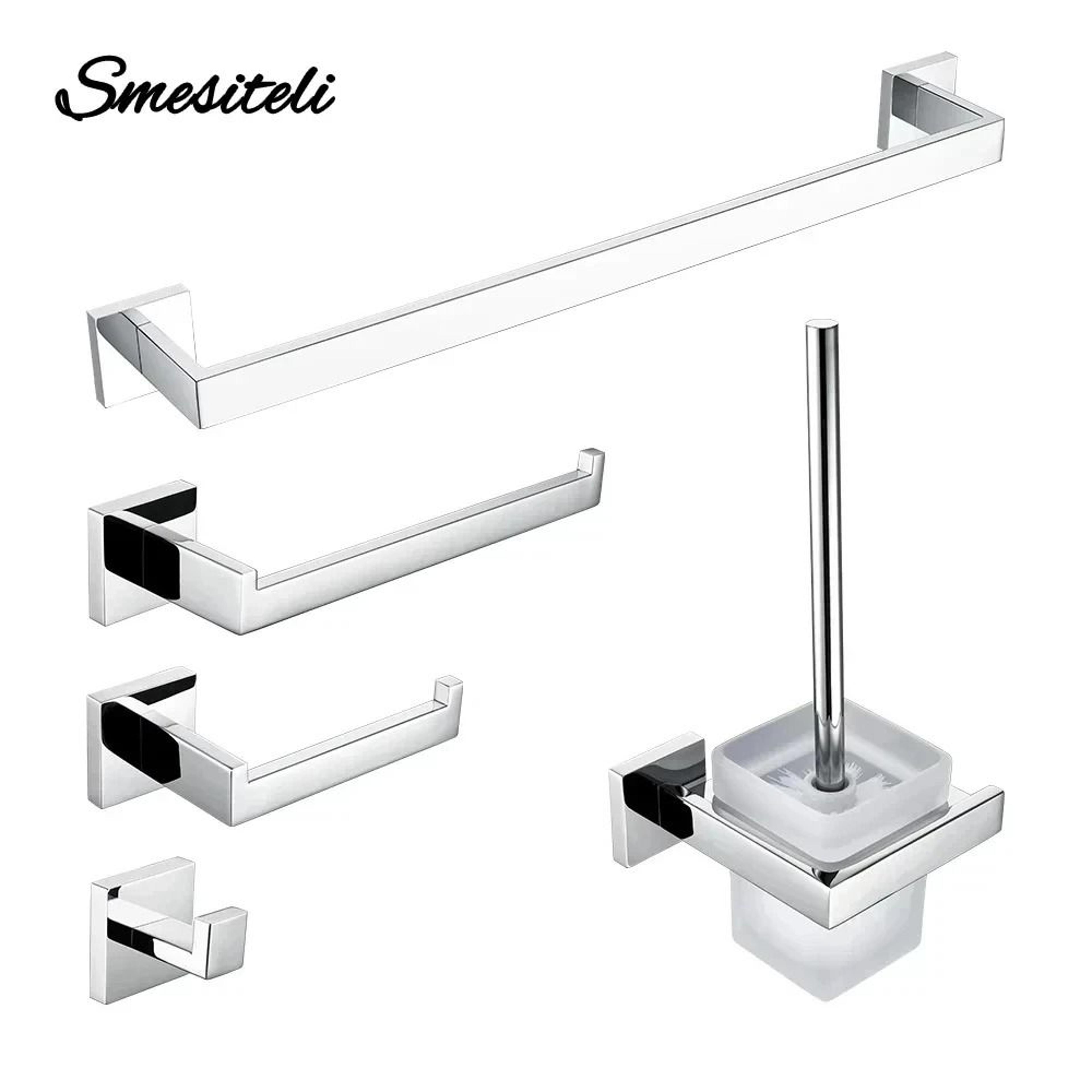 smesiteli bathroom hardware set silver wc accessories