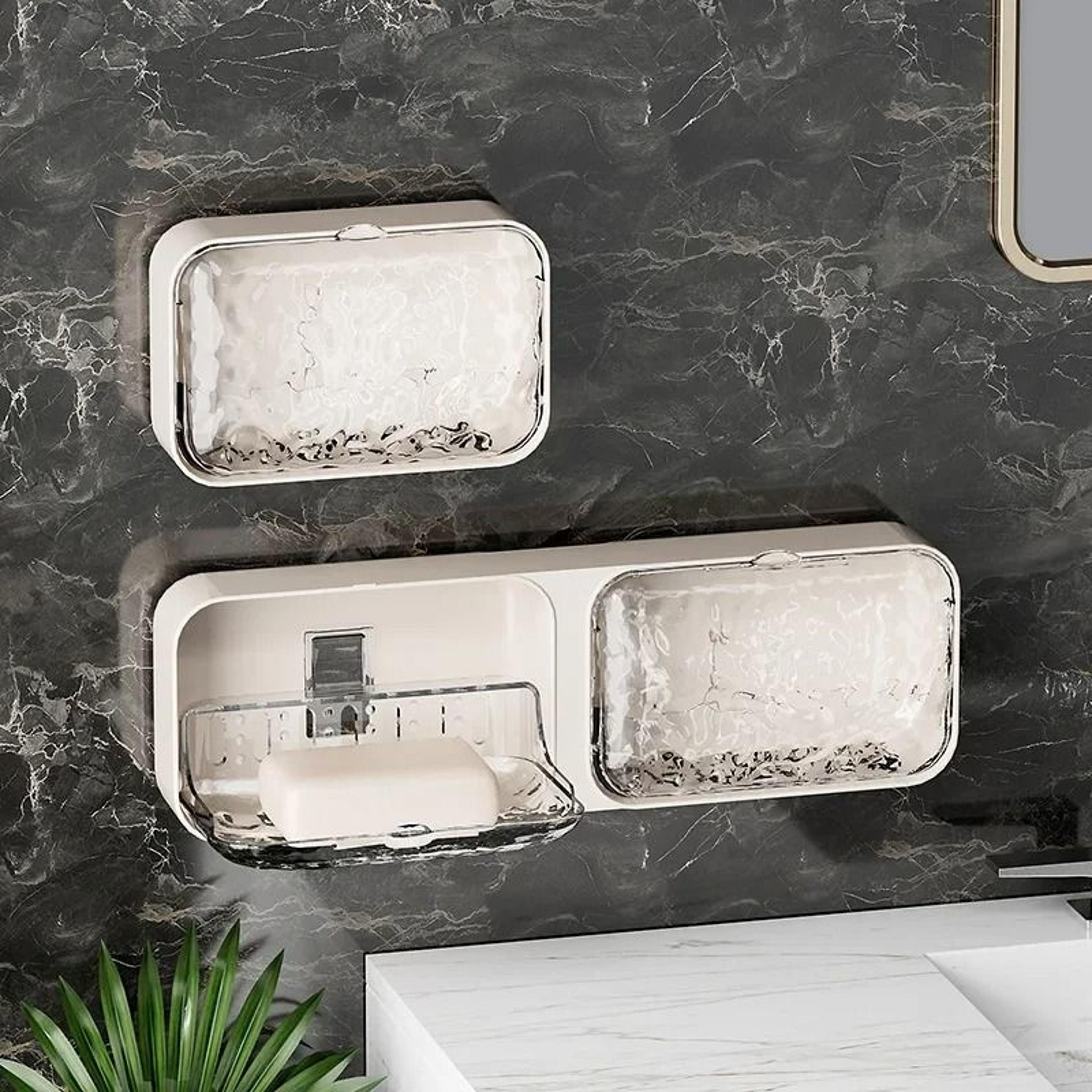 bathroom wall mounted soap holder double drainage soap dish organizer