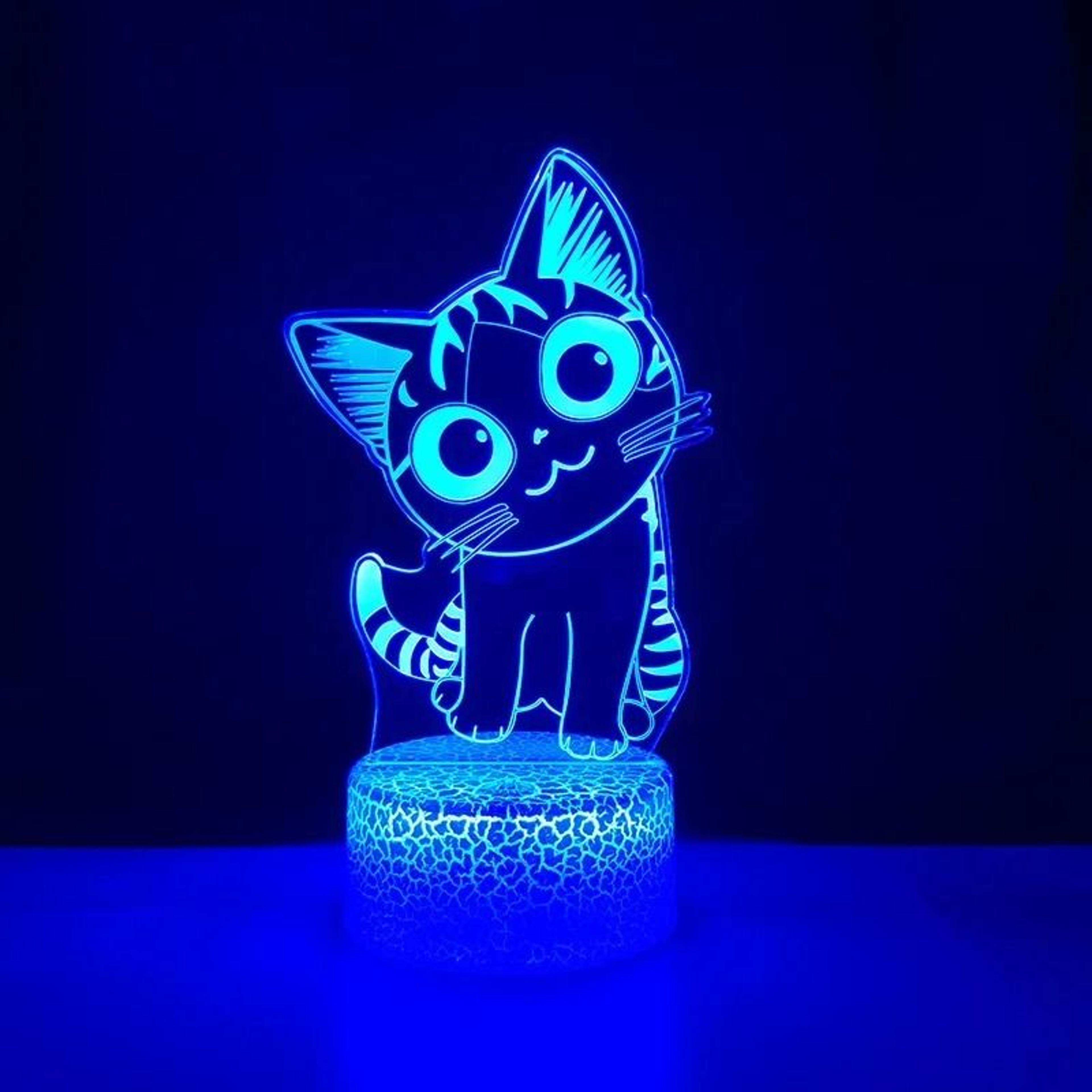 cute 3d cat night light – acrylic led novelty table lamp for kids