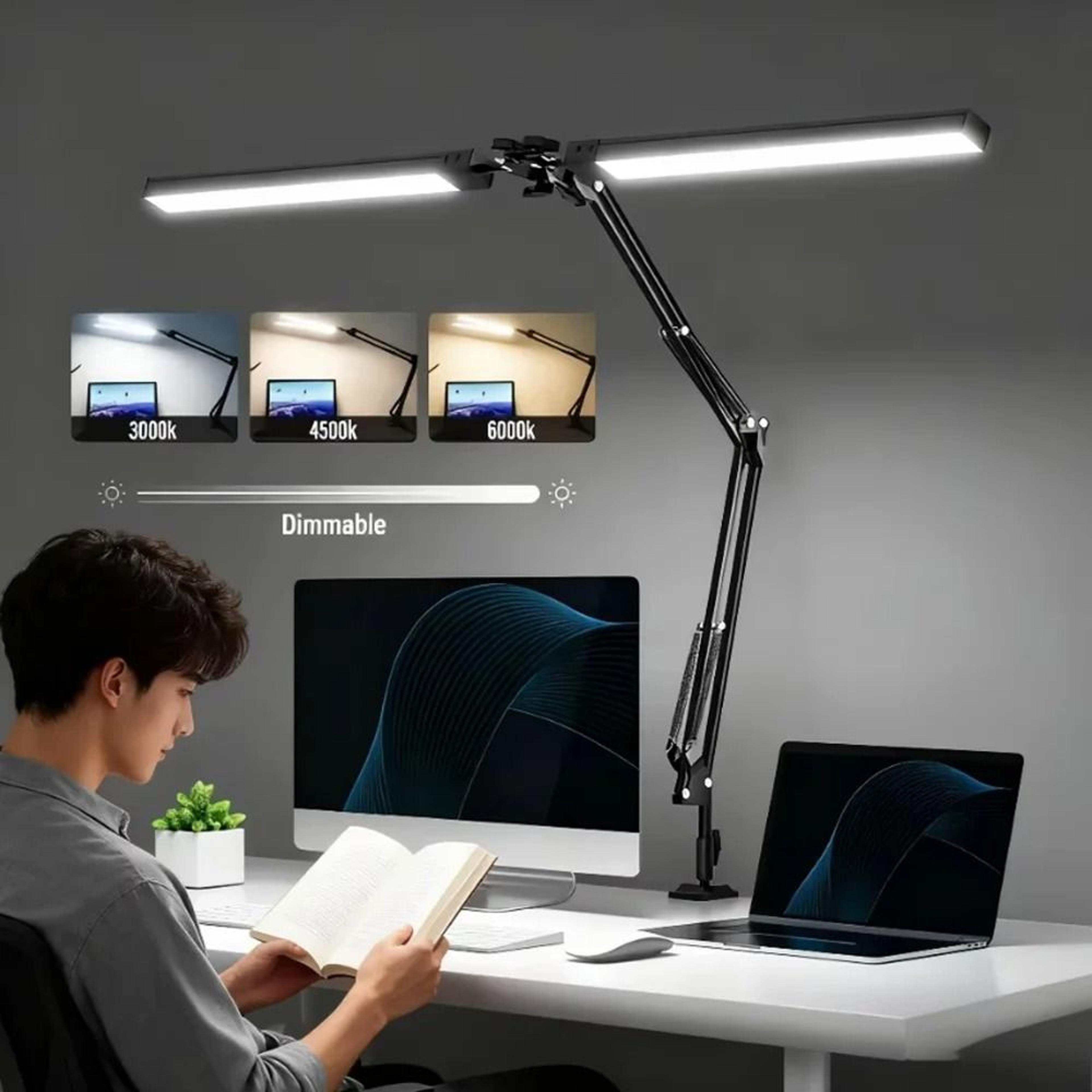 adjustable eye-caring led desk lamp with clamp and 10 brightness levels