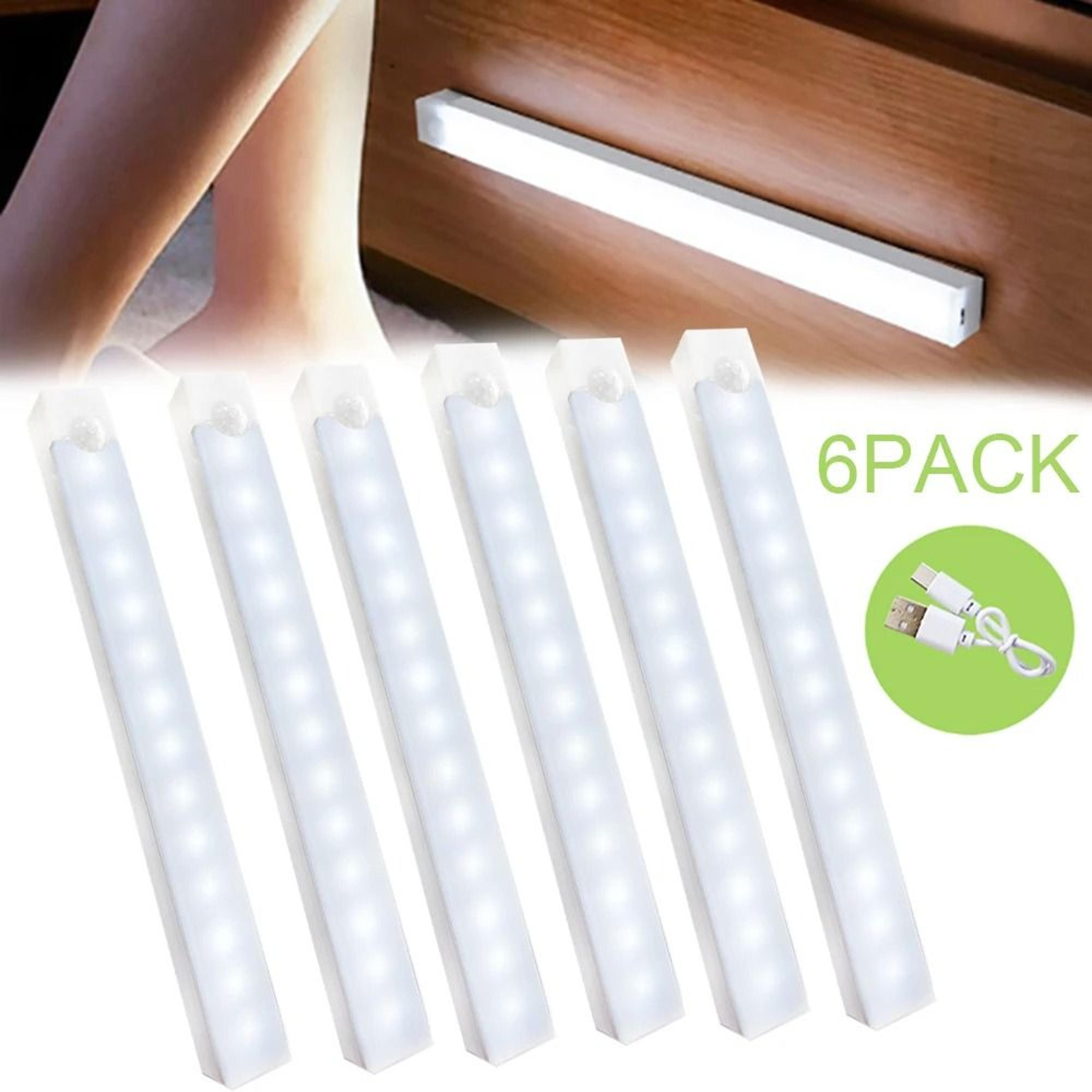 6-pack motion sensor night lights – wireless type-c rechargeable cabinet & staircase lamps