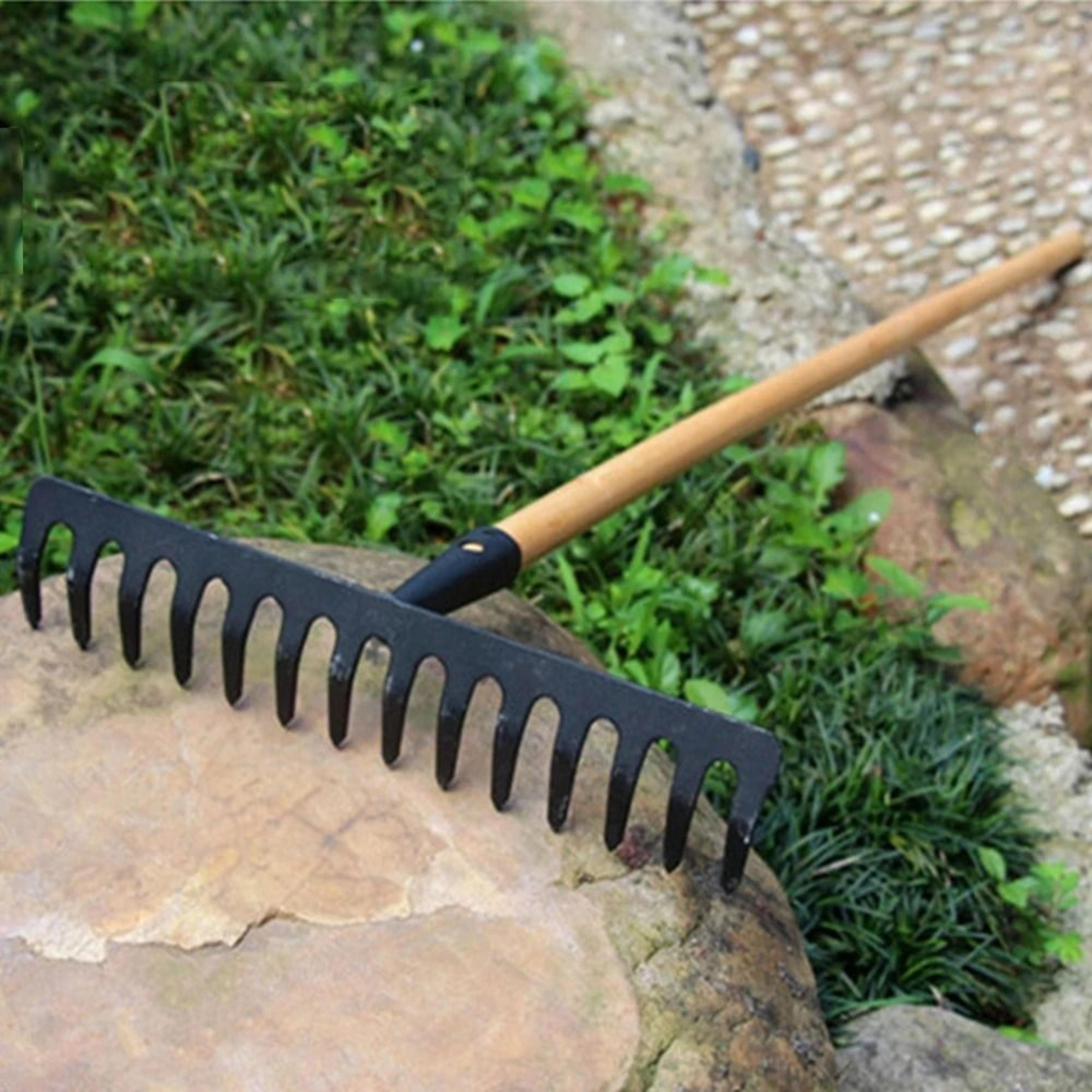 professional 14-tooth stainless steel farming rake – heavy-duty agricultural & garden soil tool