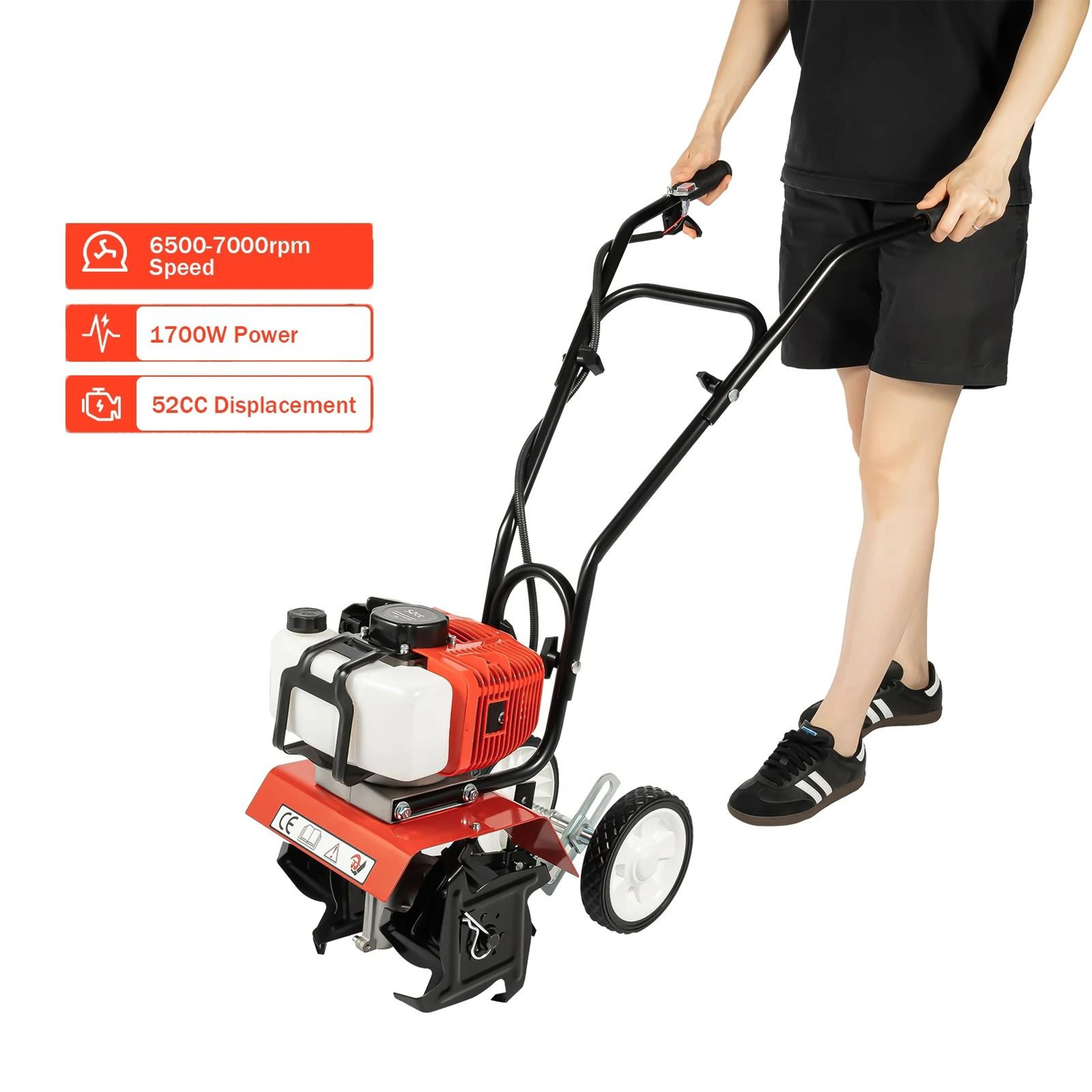 52cc 1700w gasoline garden tiller – cordless 2-stroke air-cooled rotary cultivator for trenching & soil loosening