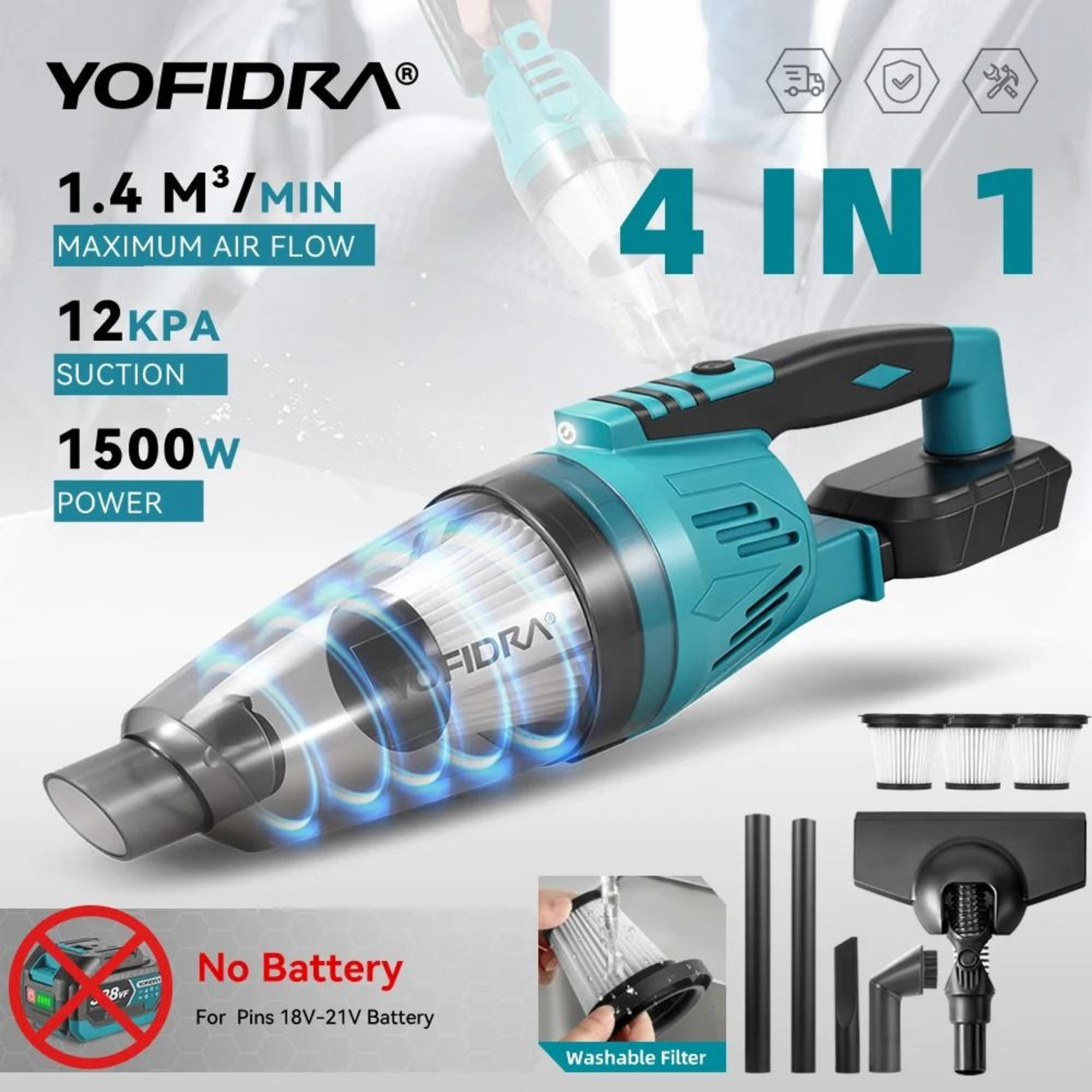 yofidra 1500w cordless 4-in-1 vacuum cleaner – 12kpa portable handheld home & car cleaning tool