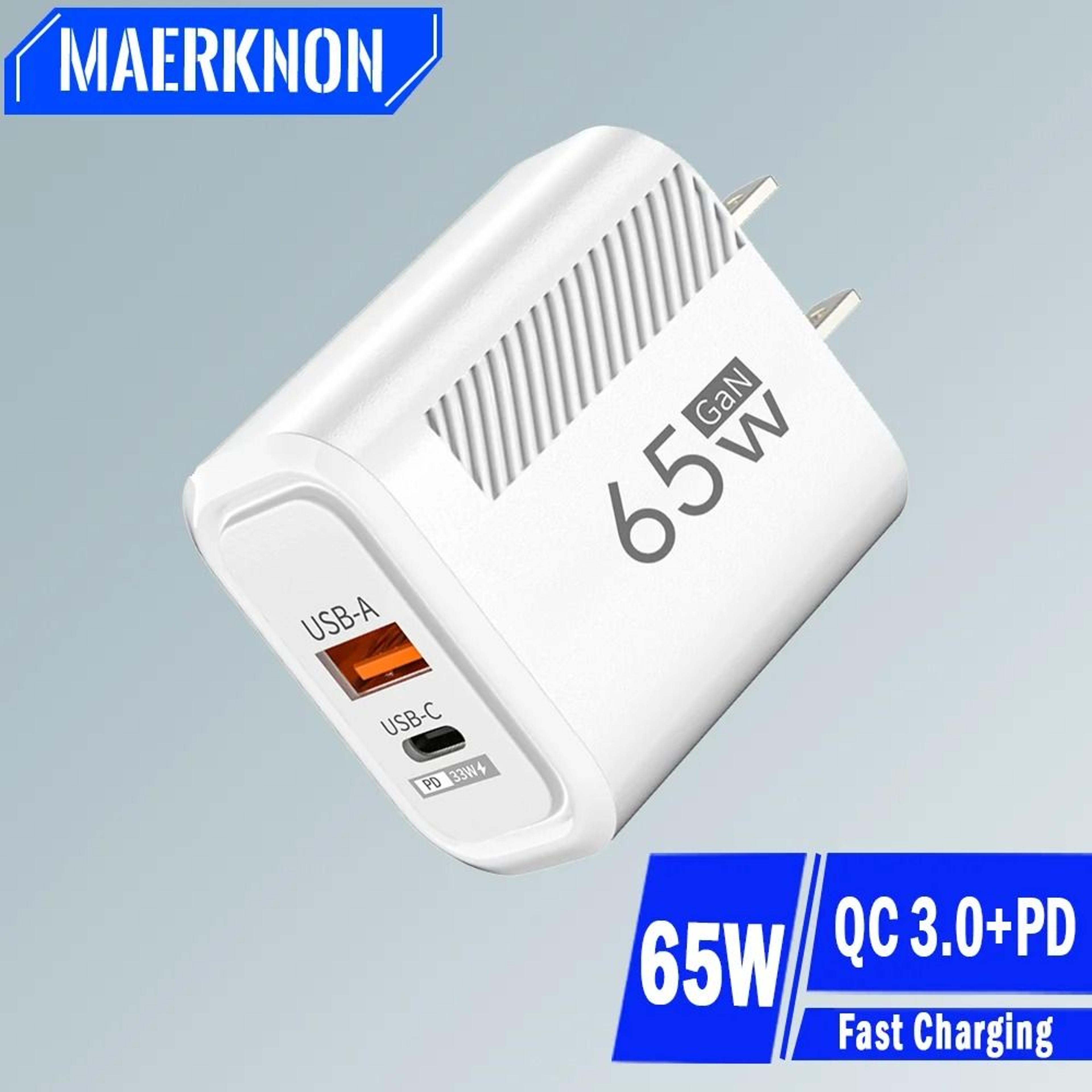 pd 65w gan usb-c fast charger – quick charge 3.0 adapter for iphone, samsung, xiaomi, and huawei