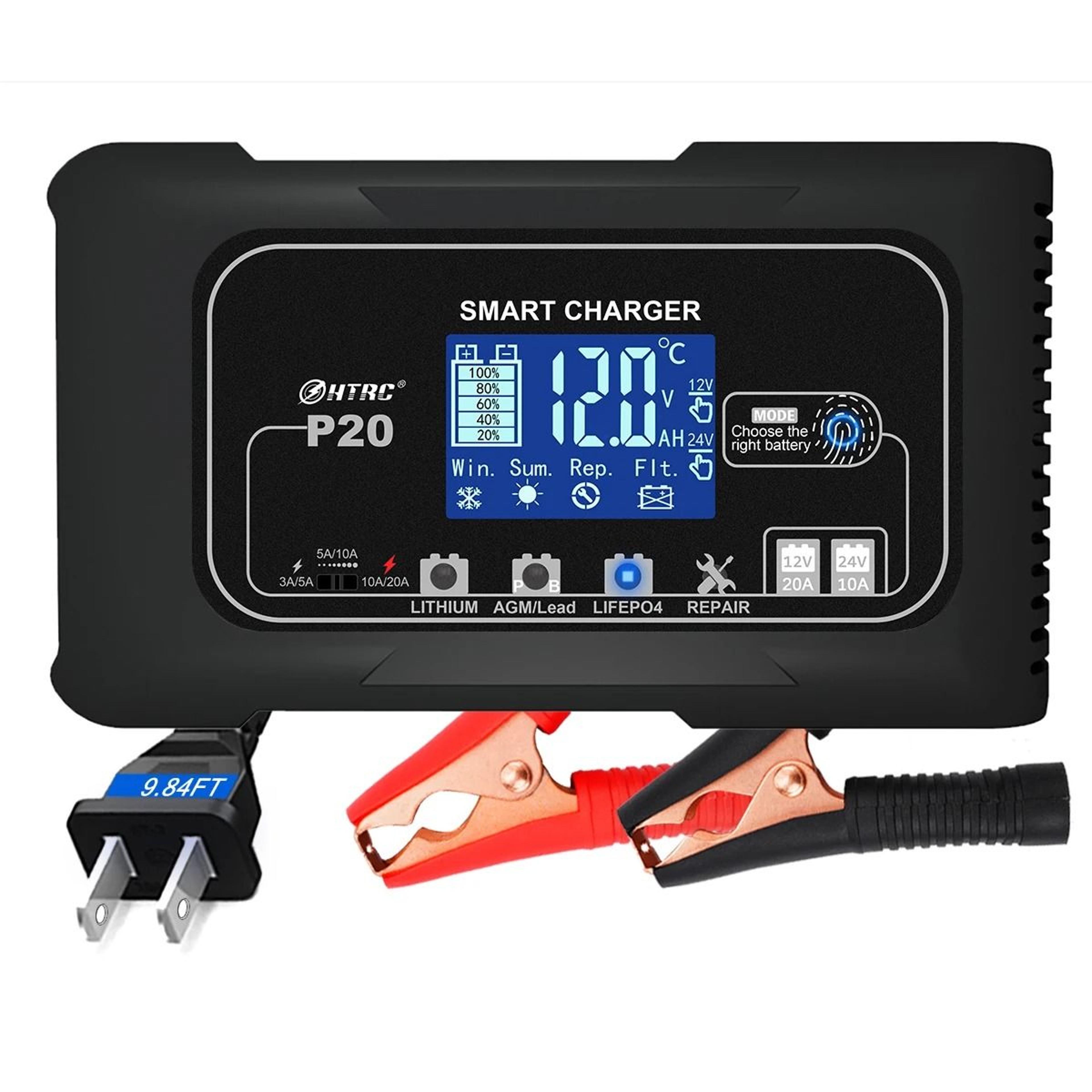 htrc high-power intelligent battery charger – 12v/24v pulse repair for lead-acid, lithium & lifepo4