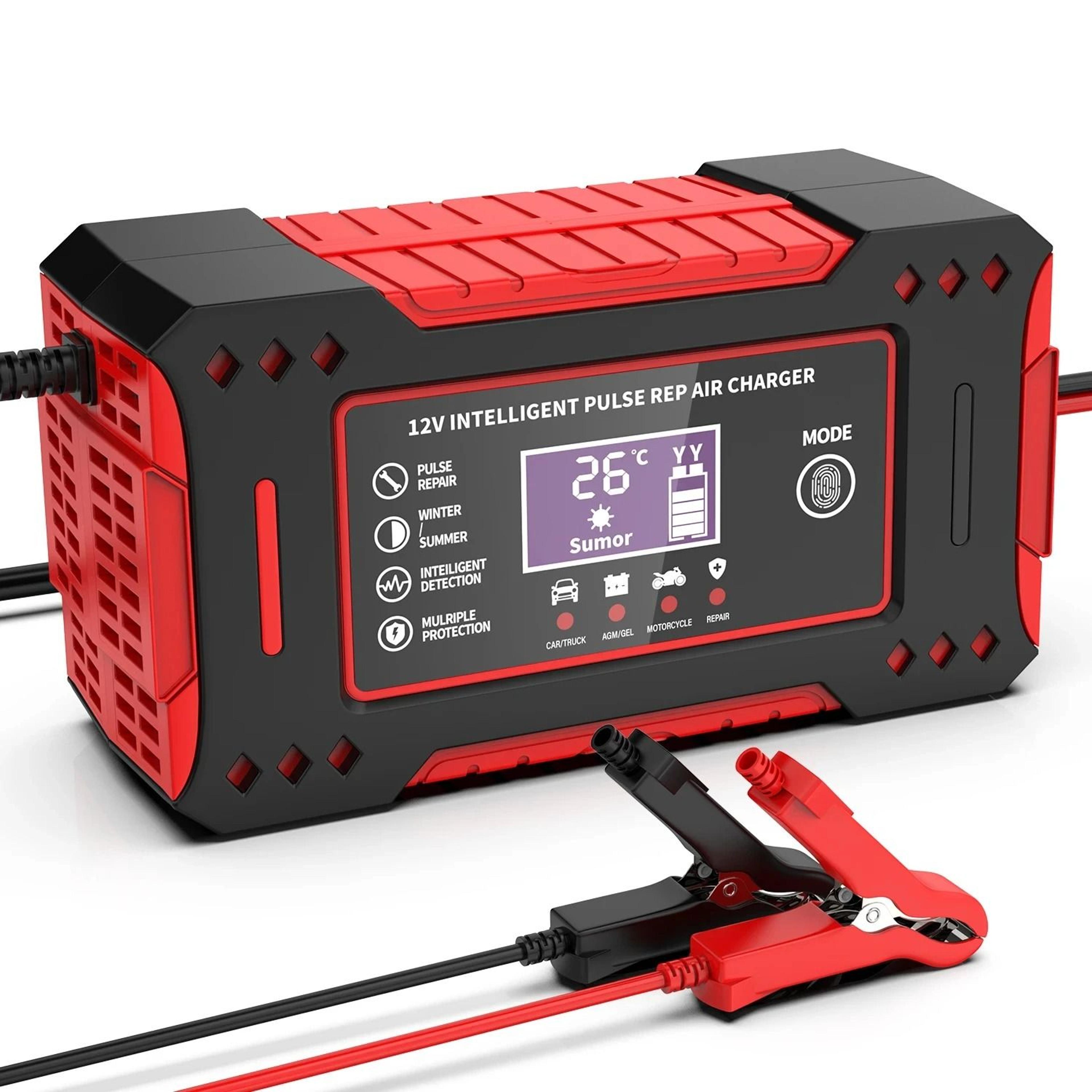12v intelligent car and motorcycle battery charger – 6a lead-acid pulse repair unit with lcd display