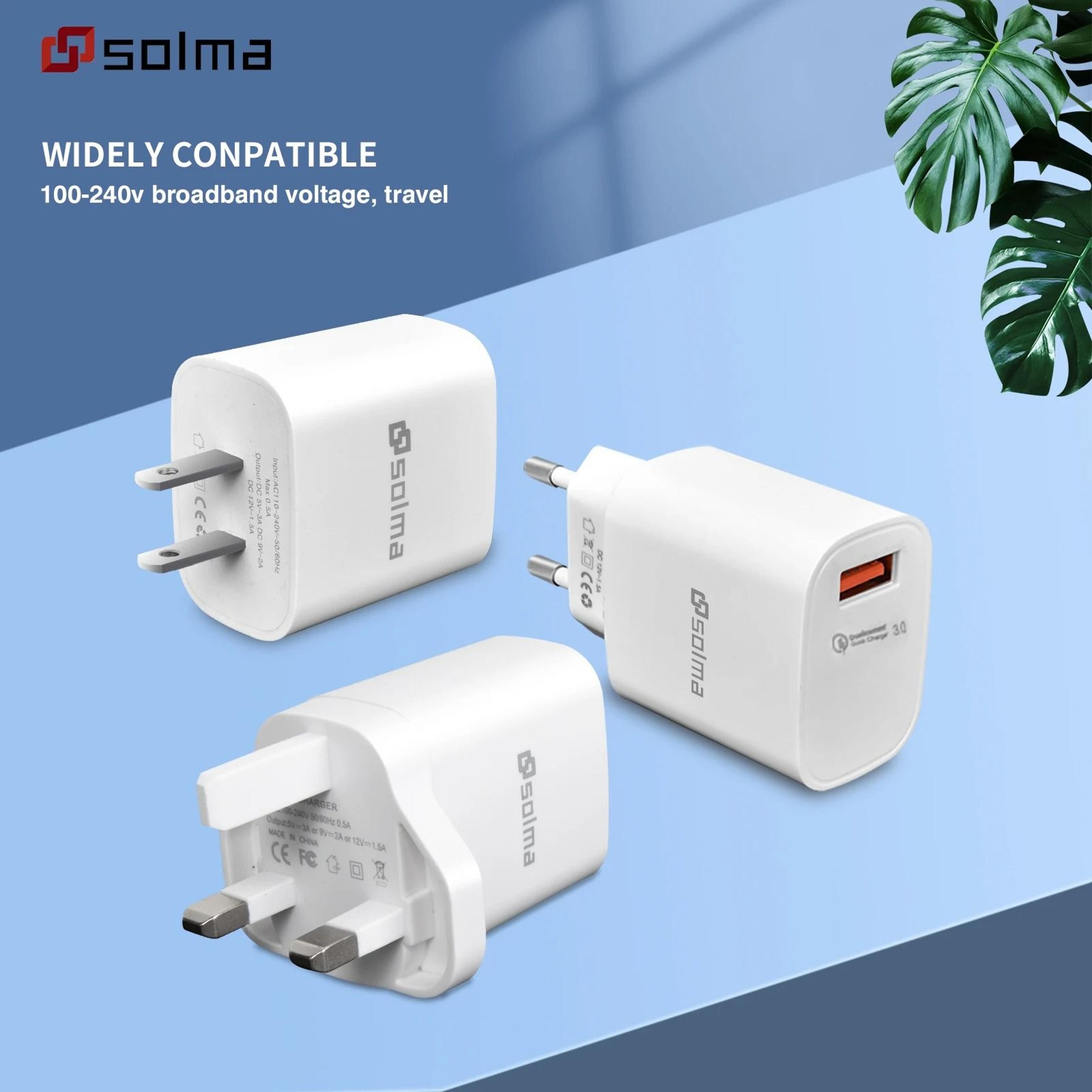 2-pack qc 3.0 fast charger set – universal usb wall adapter with eu & uk plug options for mobile phones