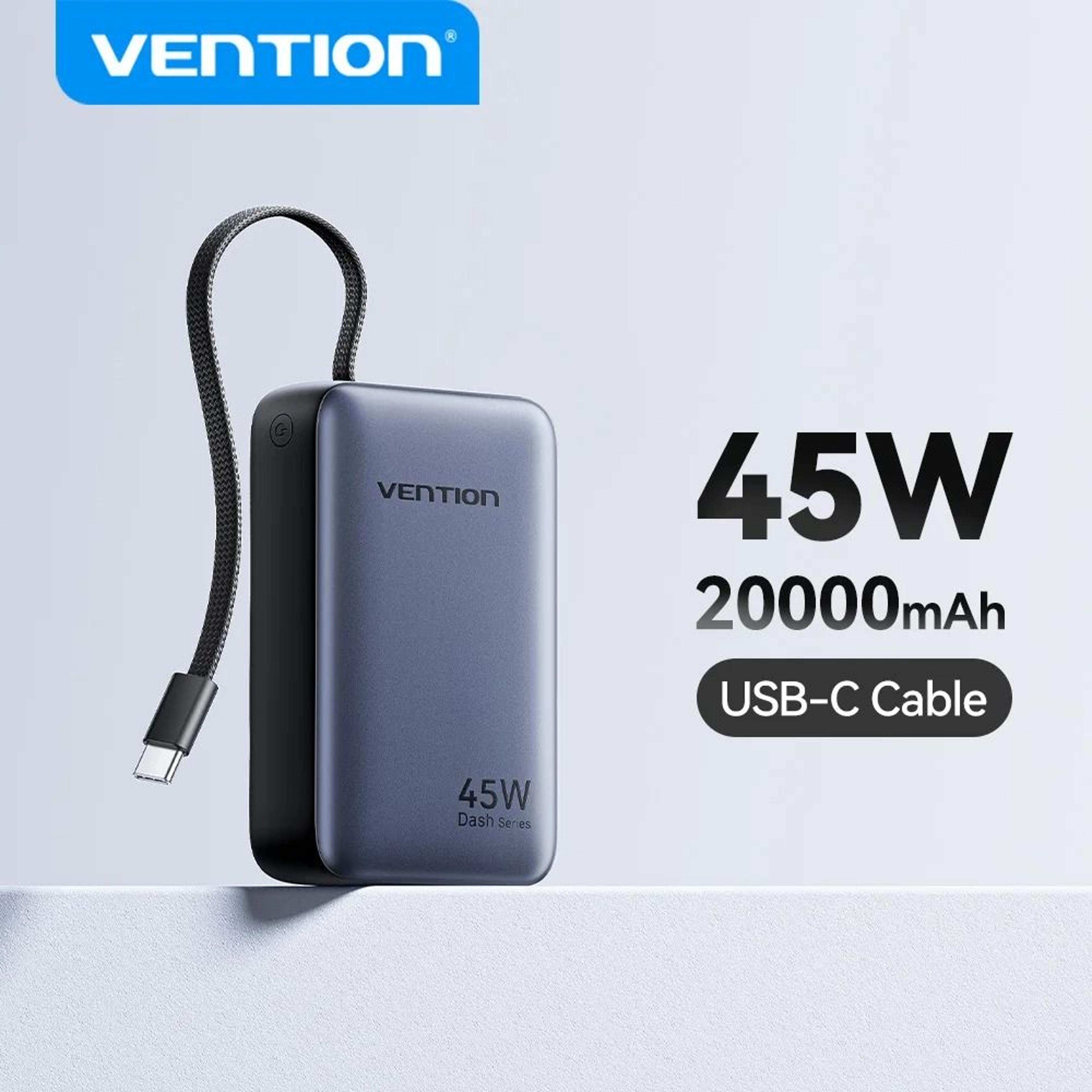 vention 45w 20000mah fast charging power bank – 3c portable charger for iphone, samsung & xiaomi