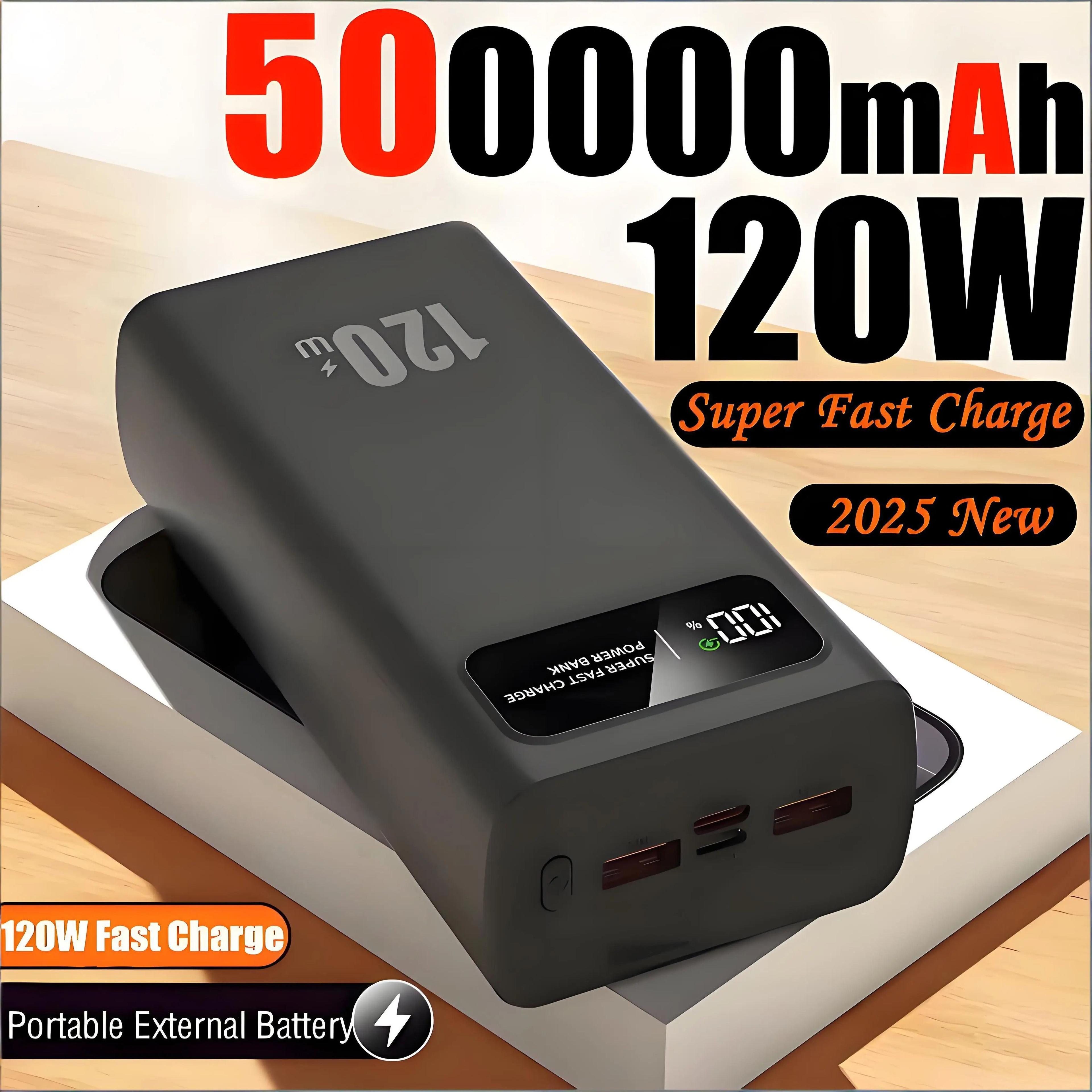 120w super fast charging power bank – 200,000mah high-capacity digital display battery for iphone & samsung