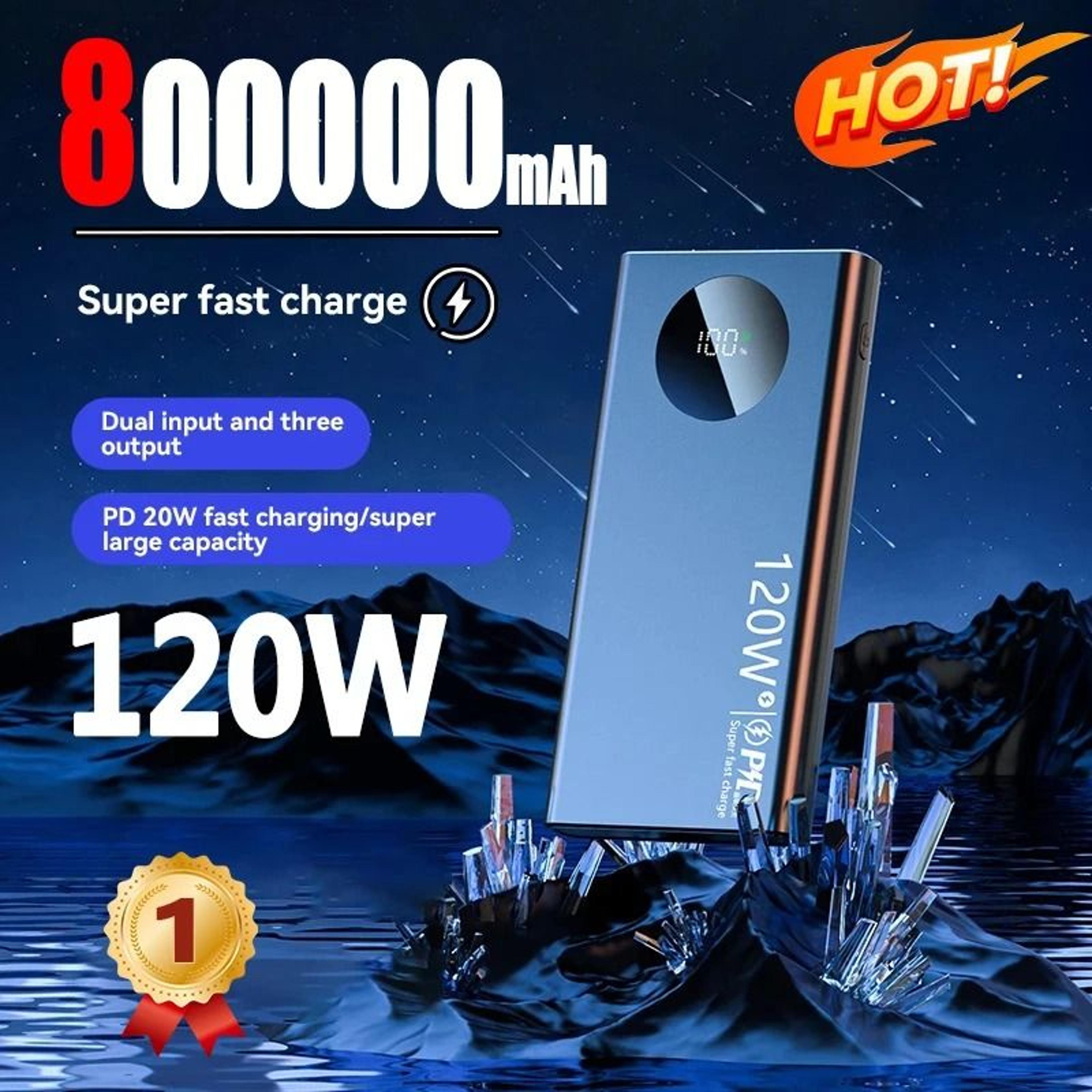 80000mah ultra-capacity power bank – 120w super fast charging external battery for iphone, samsung & xiaomi