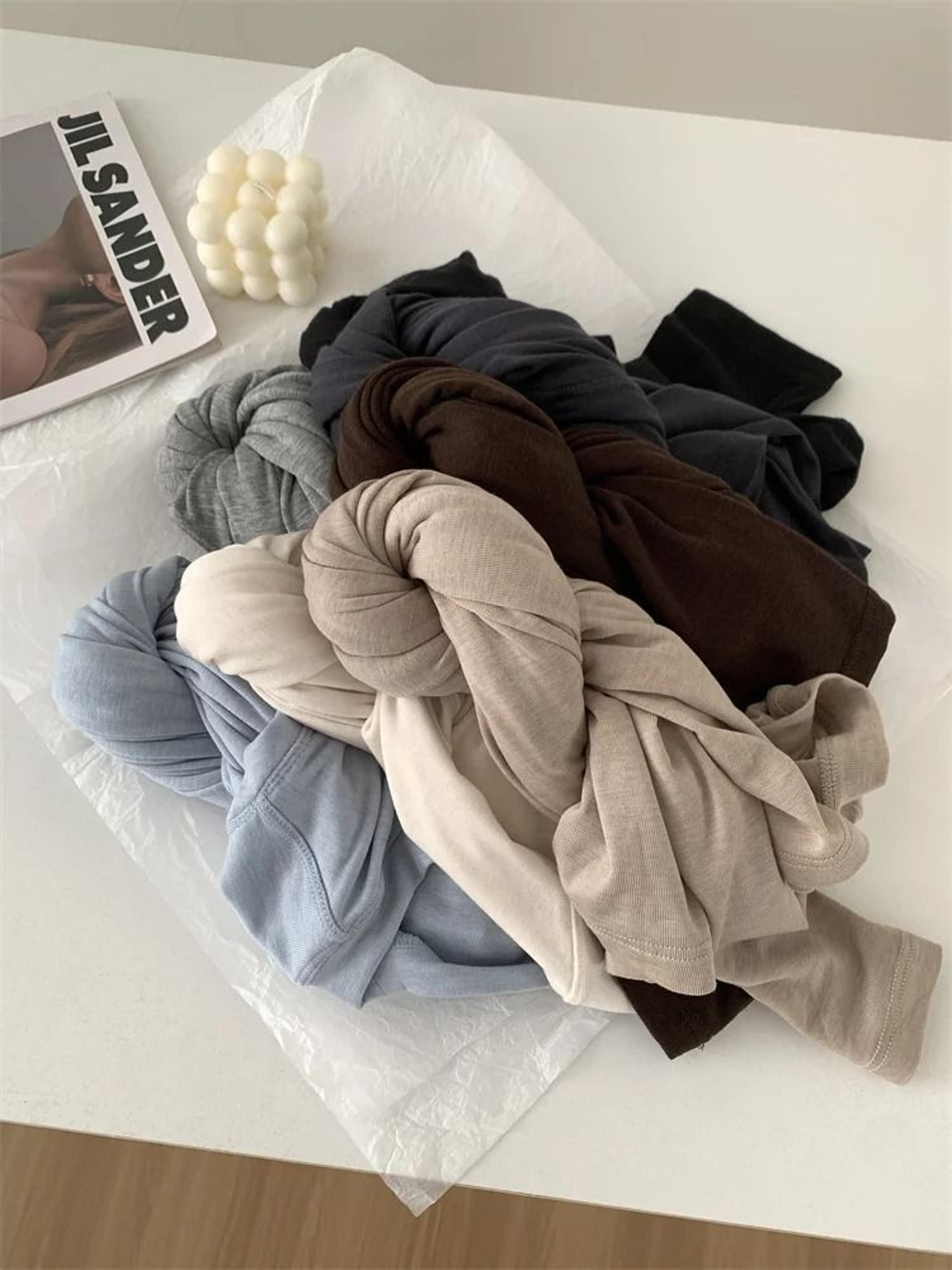 silk wool splice long sleeve t-shirt – ultra-soft waxy fit solid color backing top for spring & summer