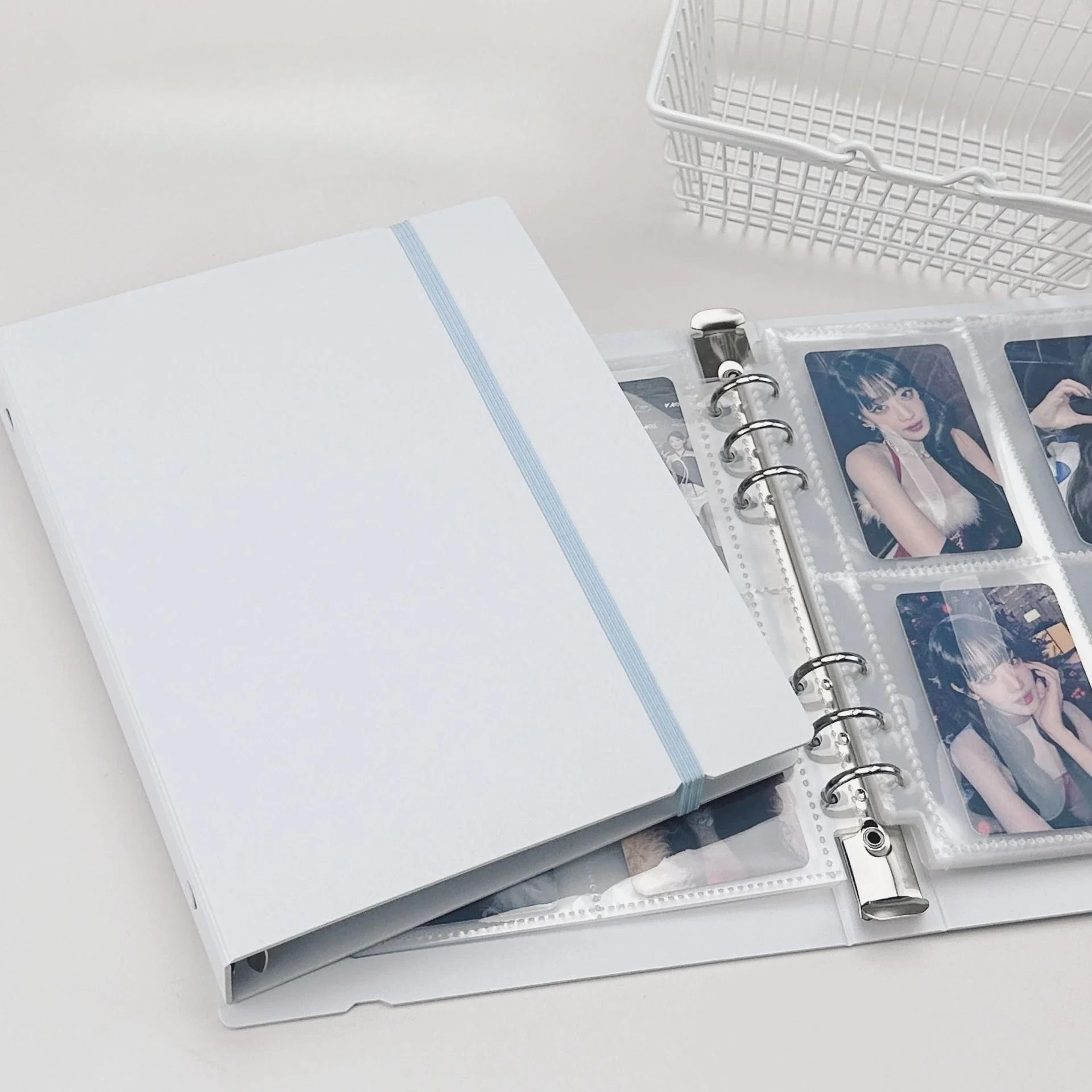 a5 white & blue diy binder – photocard collect book, diary, and agenda planner stationery