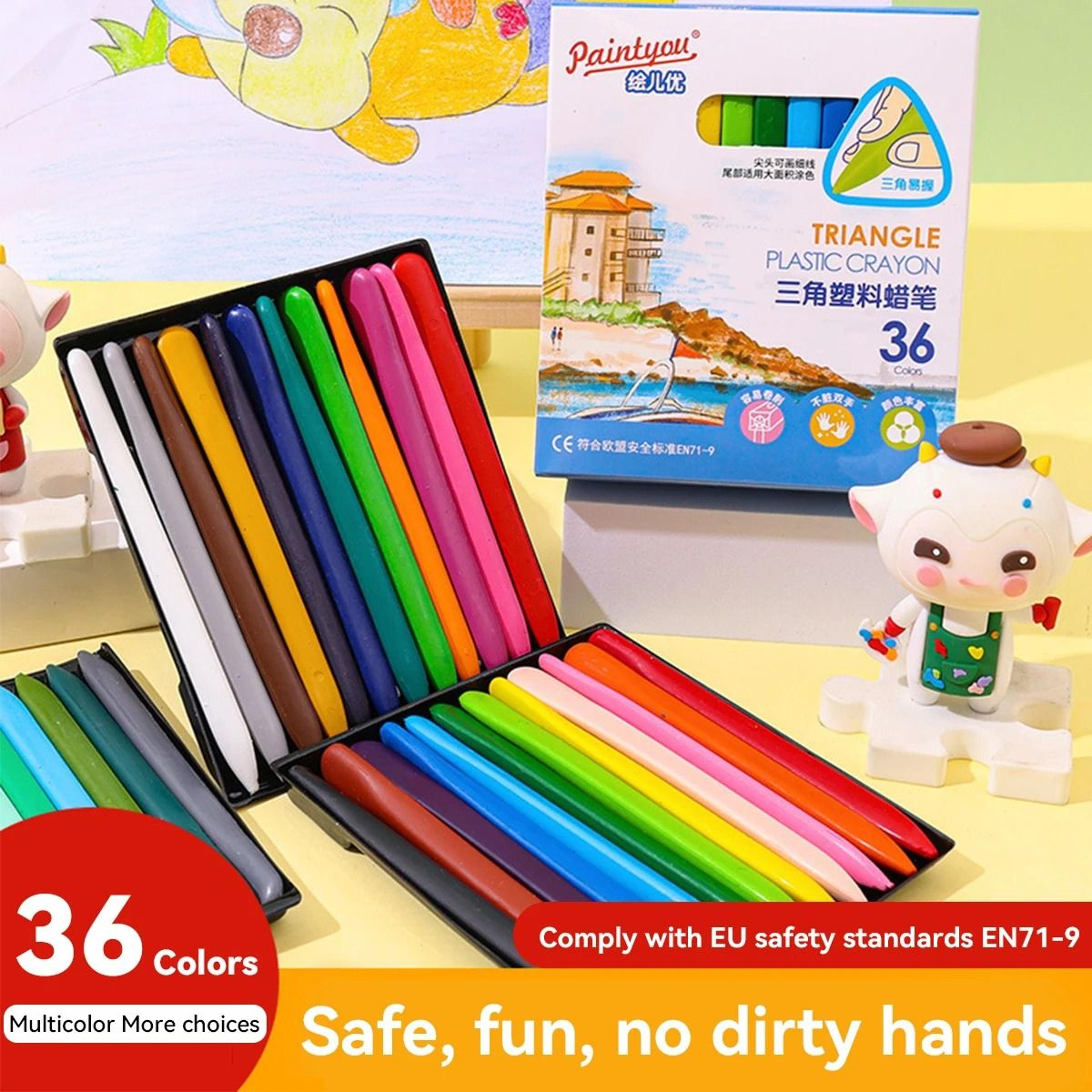 non-dirty hand plastic crayons – 12/18/24/36 colors washable & erasable painting set for children