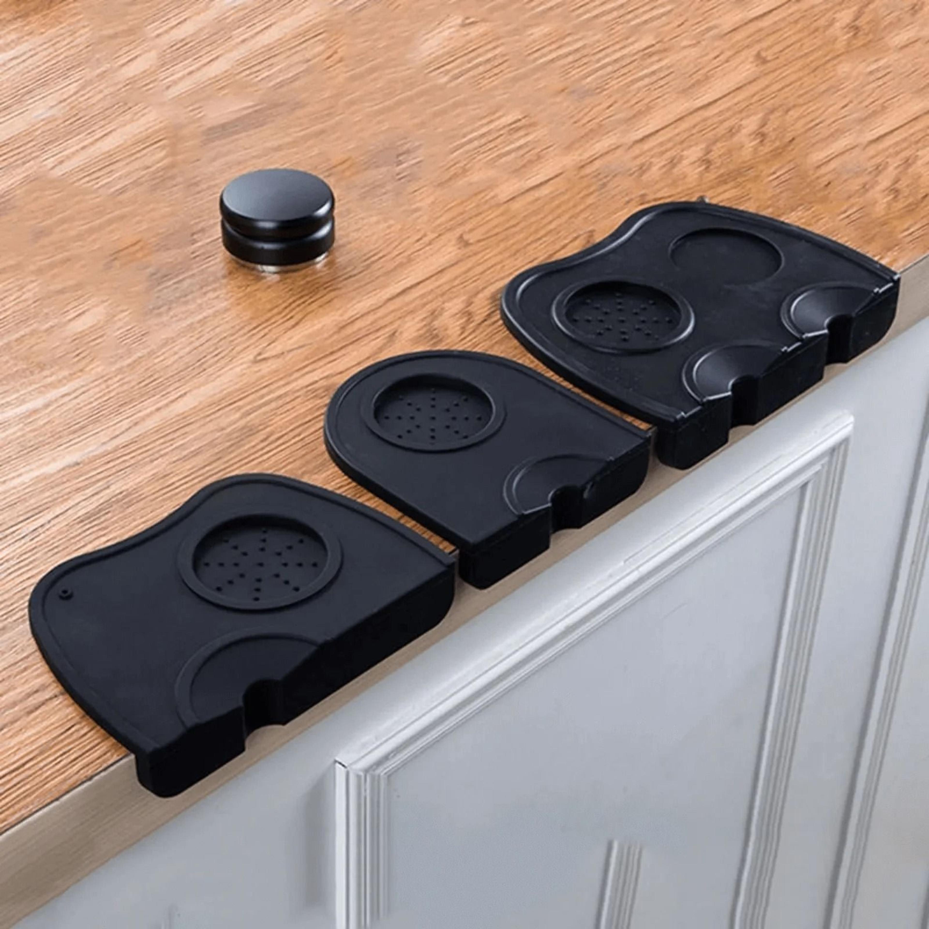silicone espresso tamper mat – anti-skid corner pad & professional barista tamping tool holder