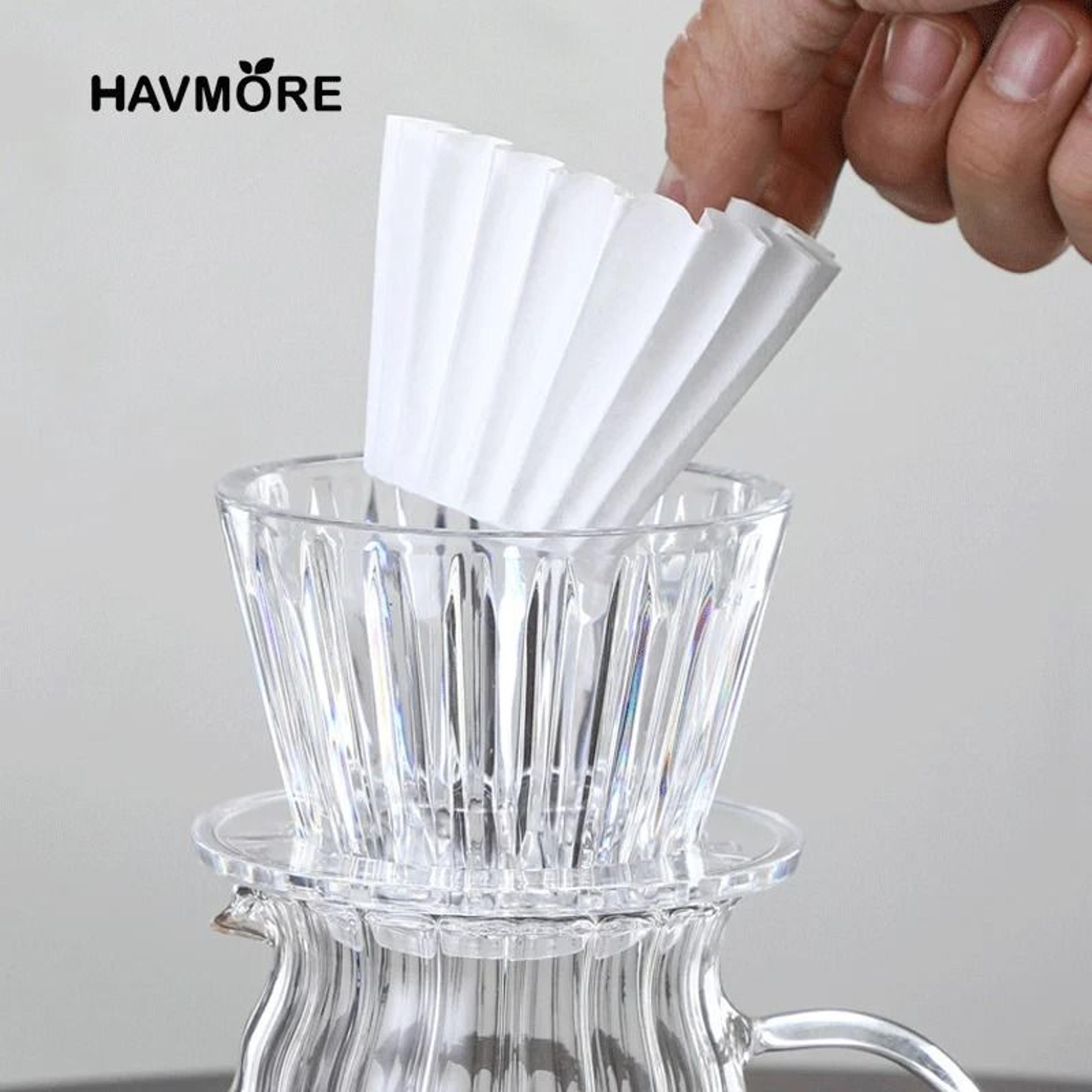 crystal eye wave coffee dripper set – professional 1-2 cup pour over kit with 50 precision filter papers