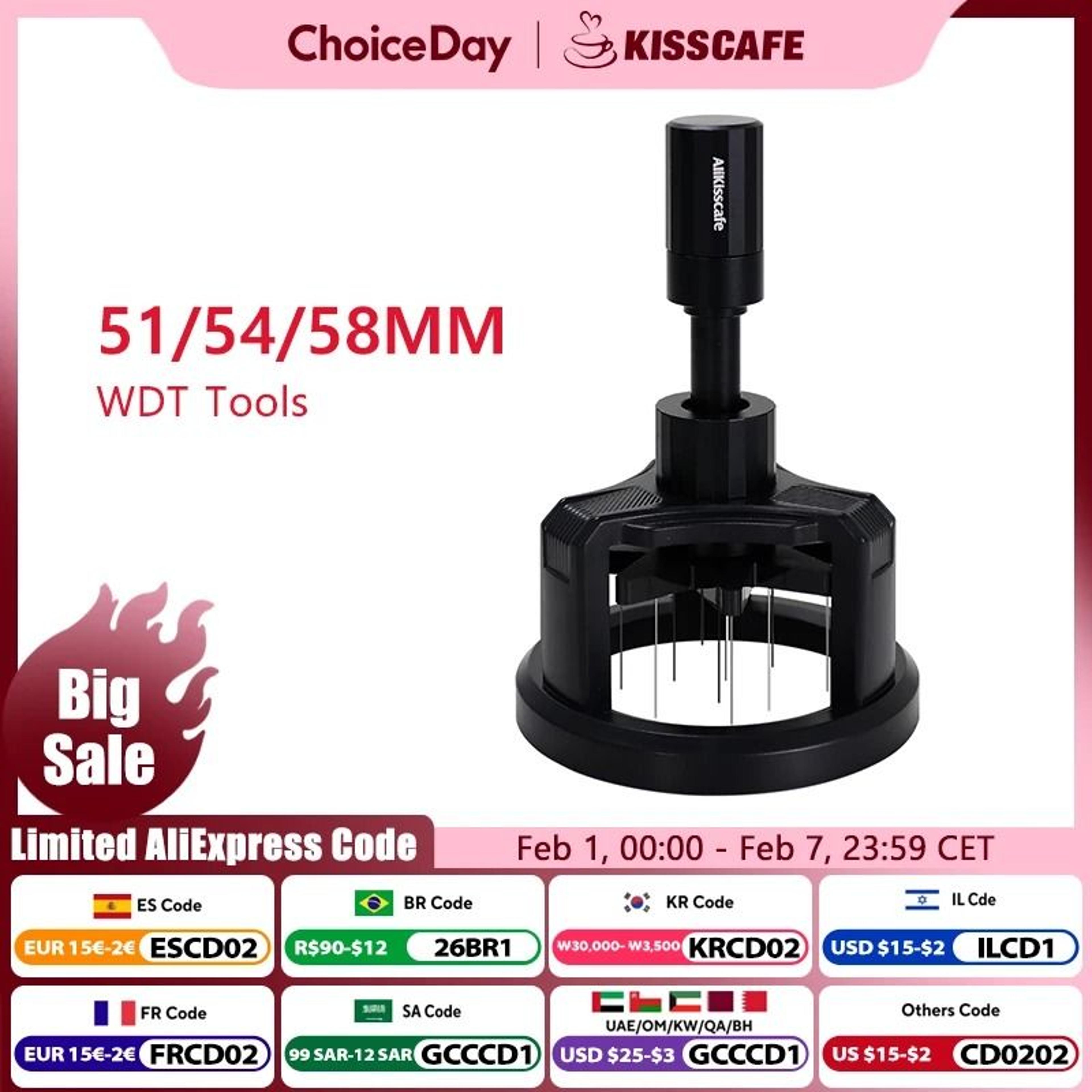 alikisscafe adjustable wdt tool – professional espresso needle distributor for 51/54/58mm portafilters