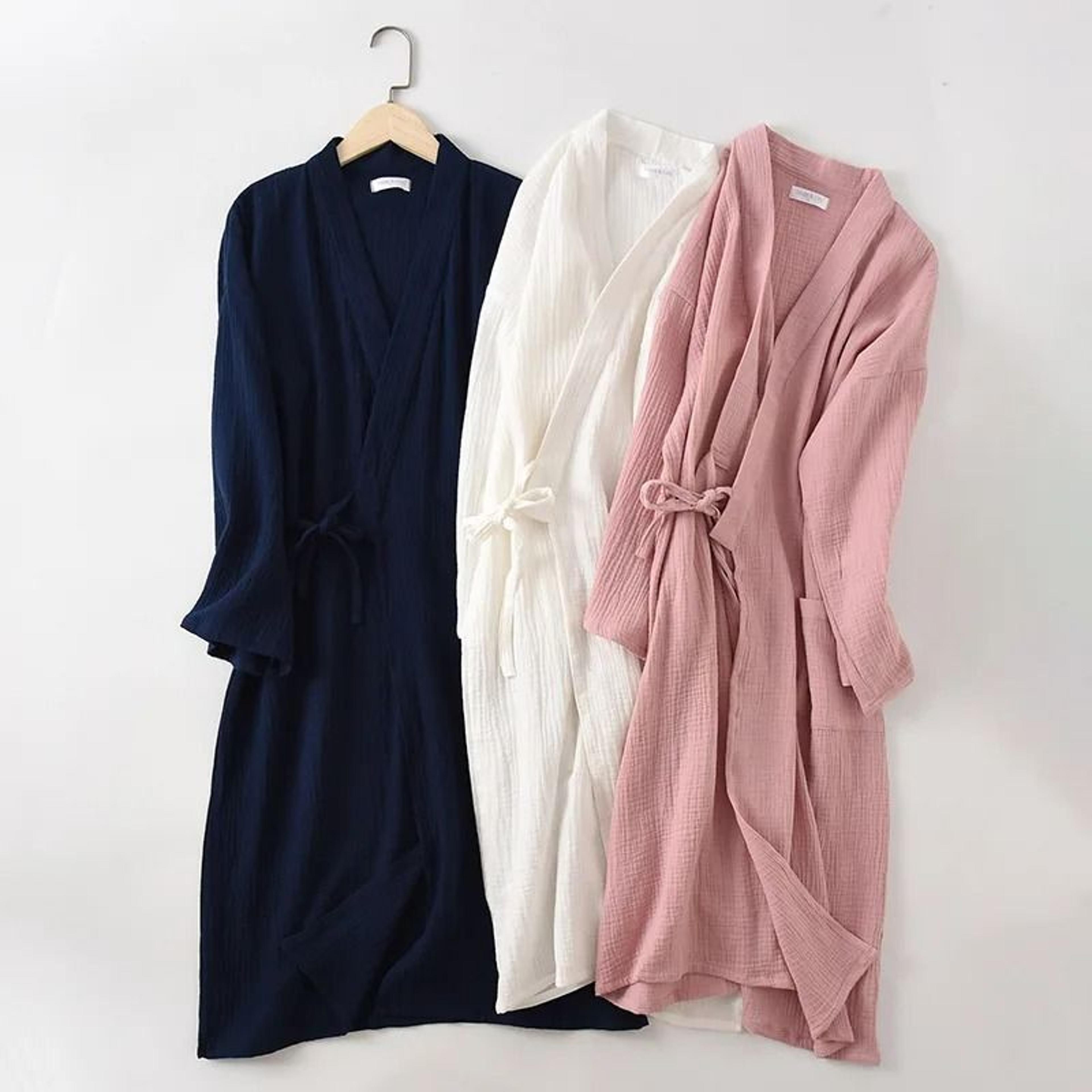 japanese cotton crepe kimono robe – professional couple's bathrobe & breathable spring/autumn sleepwear