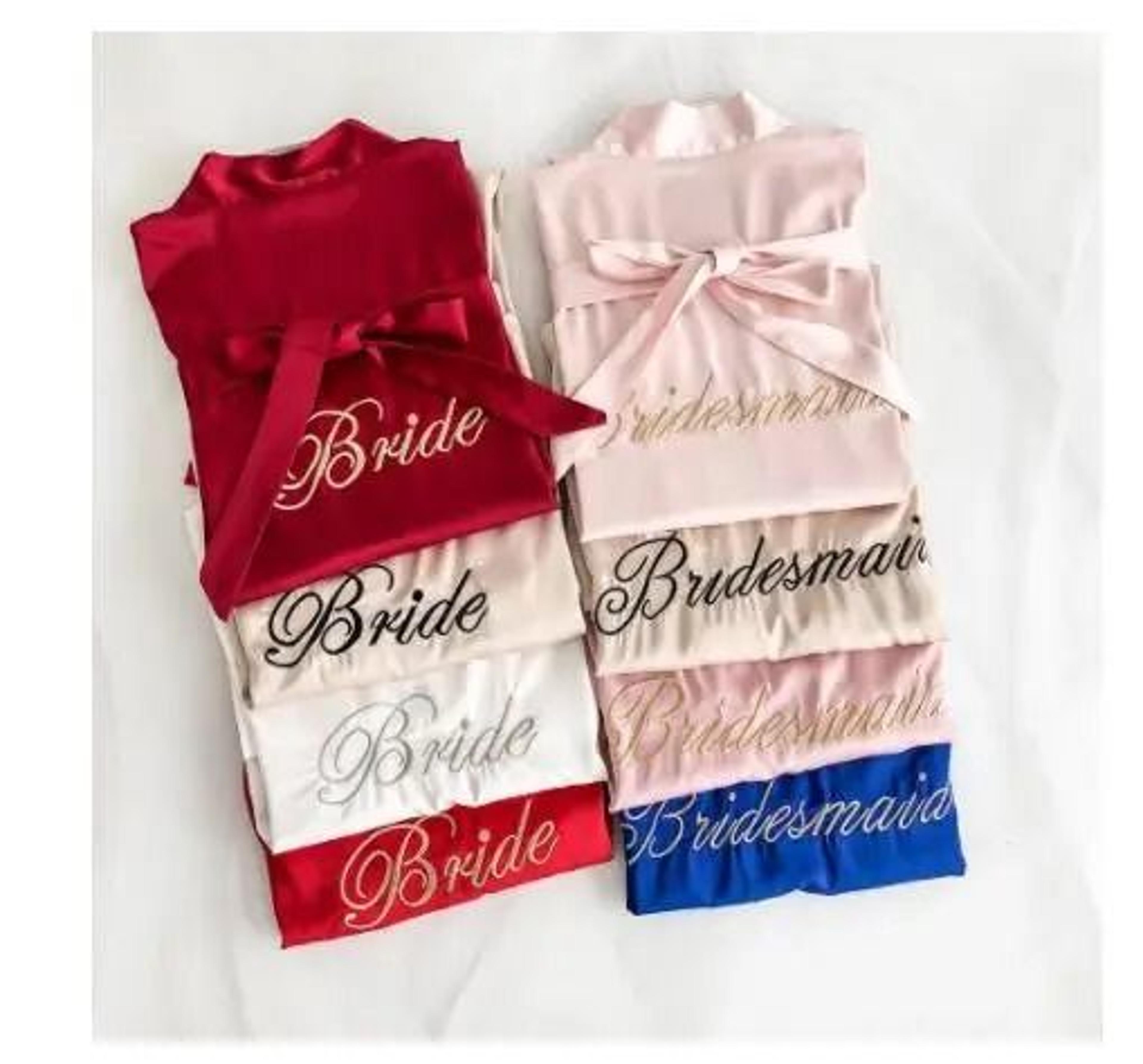 embroidery bridal kimono robe – professional satin nightgown & sexy short wedding bathrobe